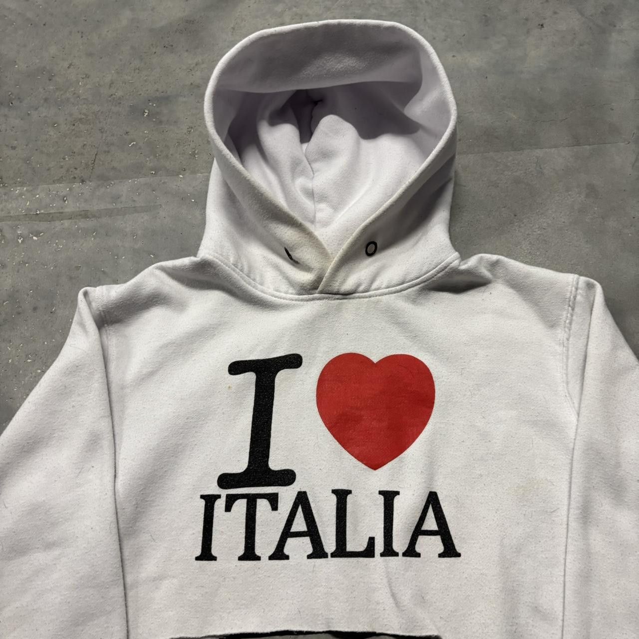 Japanese Brand × Vintage Crazy Vintage Y2K/2000s Cute White “I Love Italia” Cropped Hoodie! Size M / US 6-8 / IT 42-44 - 2 Thumbnail