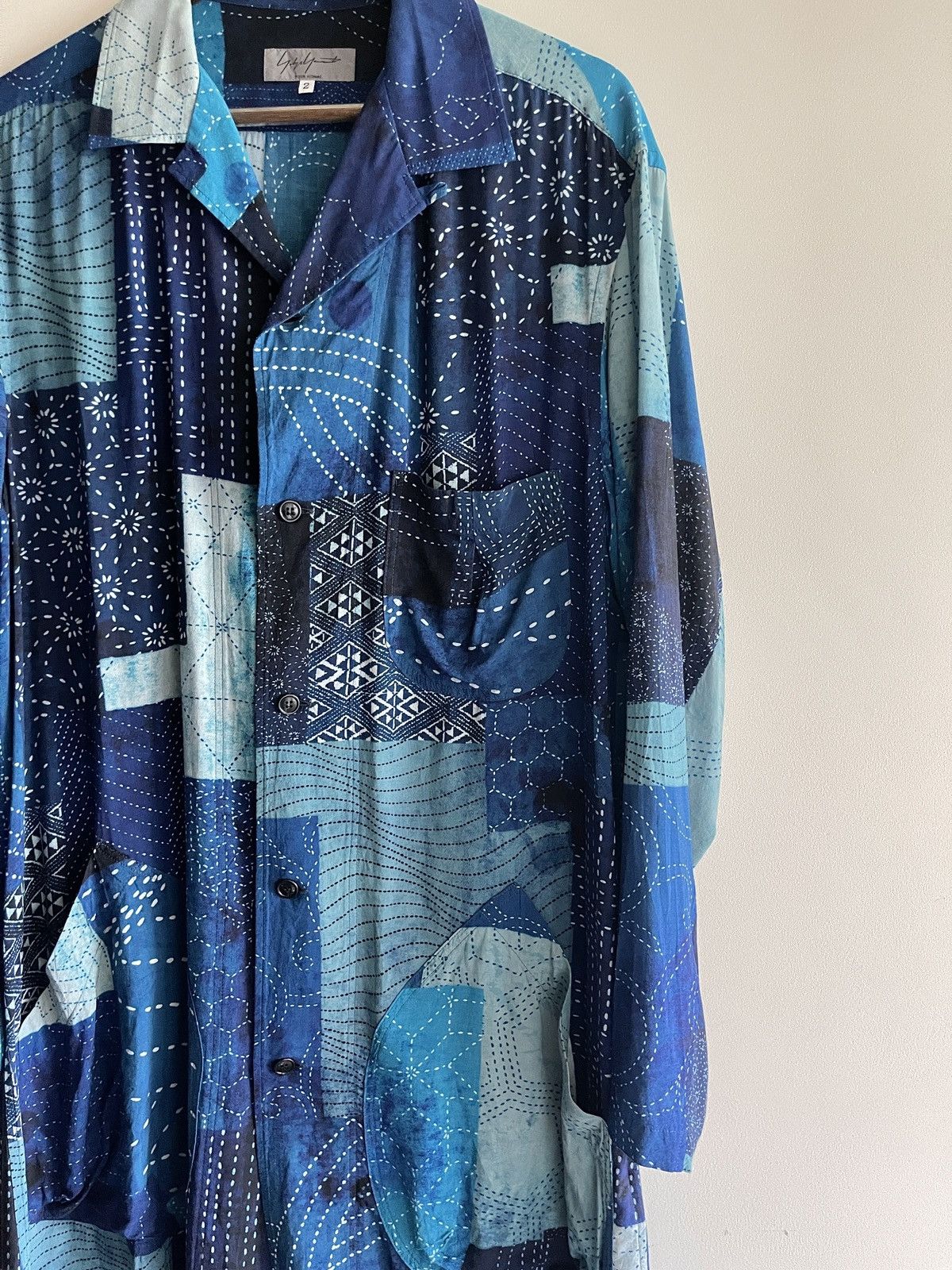 Yohji Yamamoto Yohji Yamamoto printed blue long shirt Size US M / EU 48-50 / 2 - 3 Thumbnail