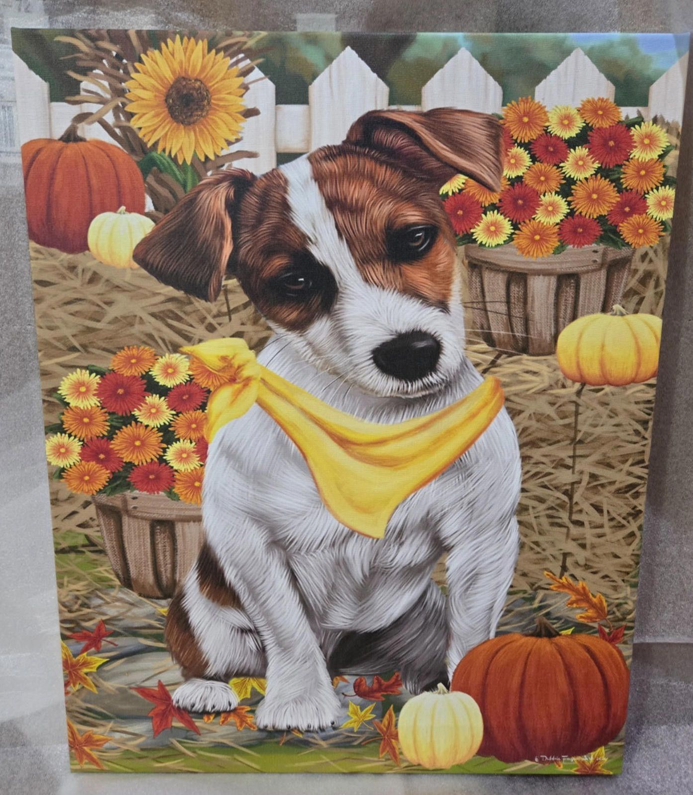 Other Jack Russell Canvas NEW Fall Pumpkins 16x20 Ready to Hang Size ONE SIZE - 1 Thumbnail