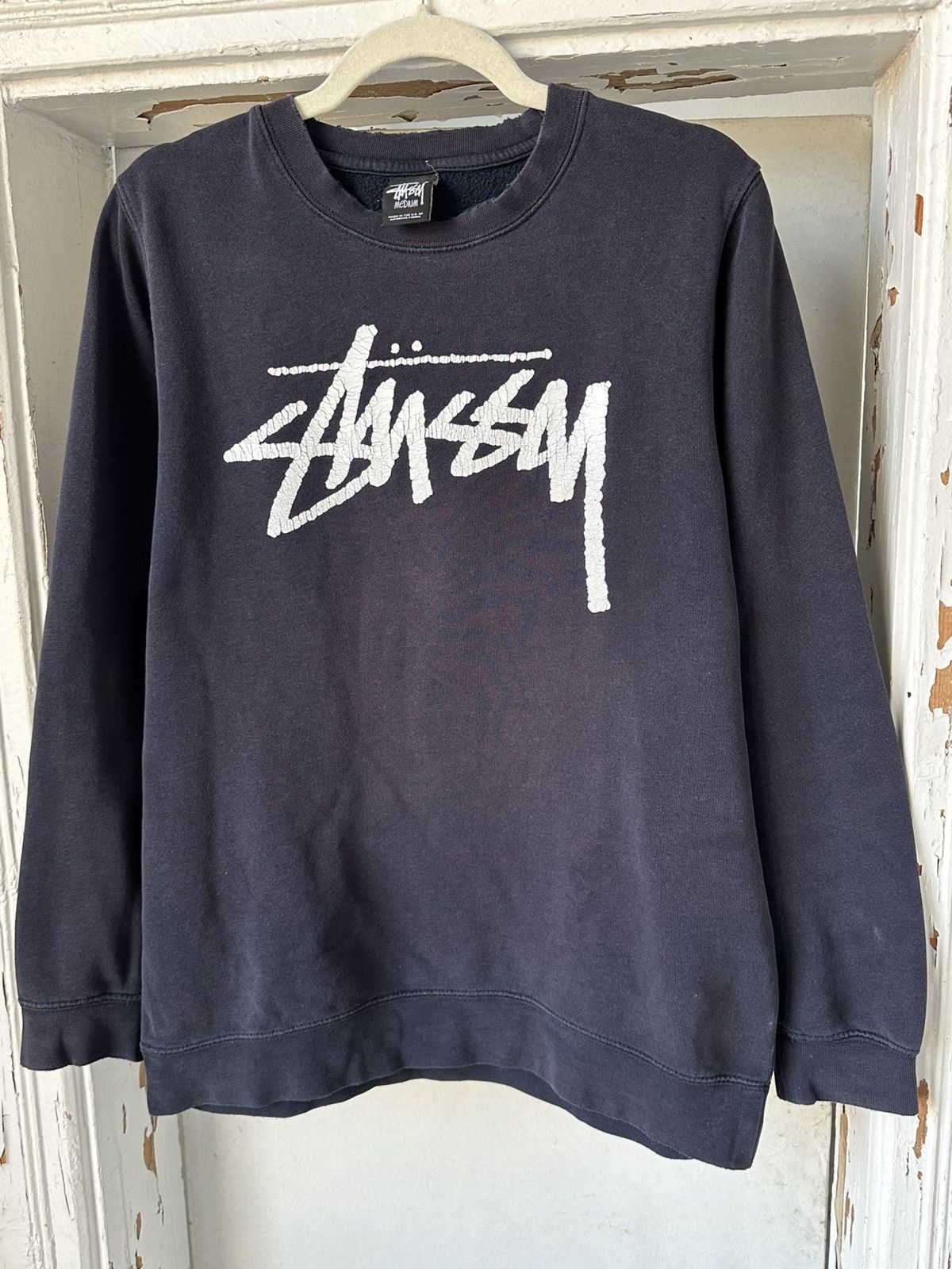 Stussy Vintage Stussy Logo Torn Faded Long Sleeve Sweatshirt Size US M / EU 48-50 / 2 - 4 Thumbnail