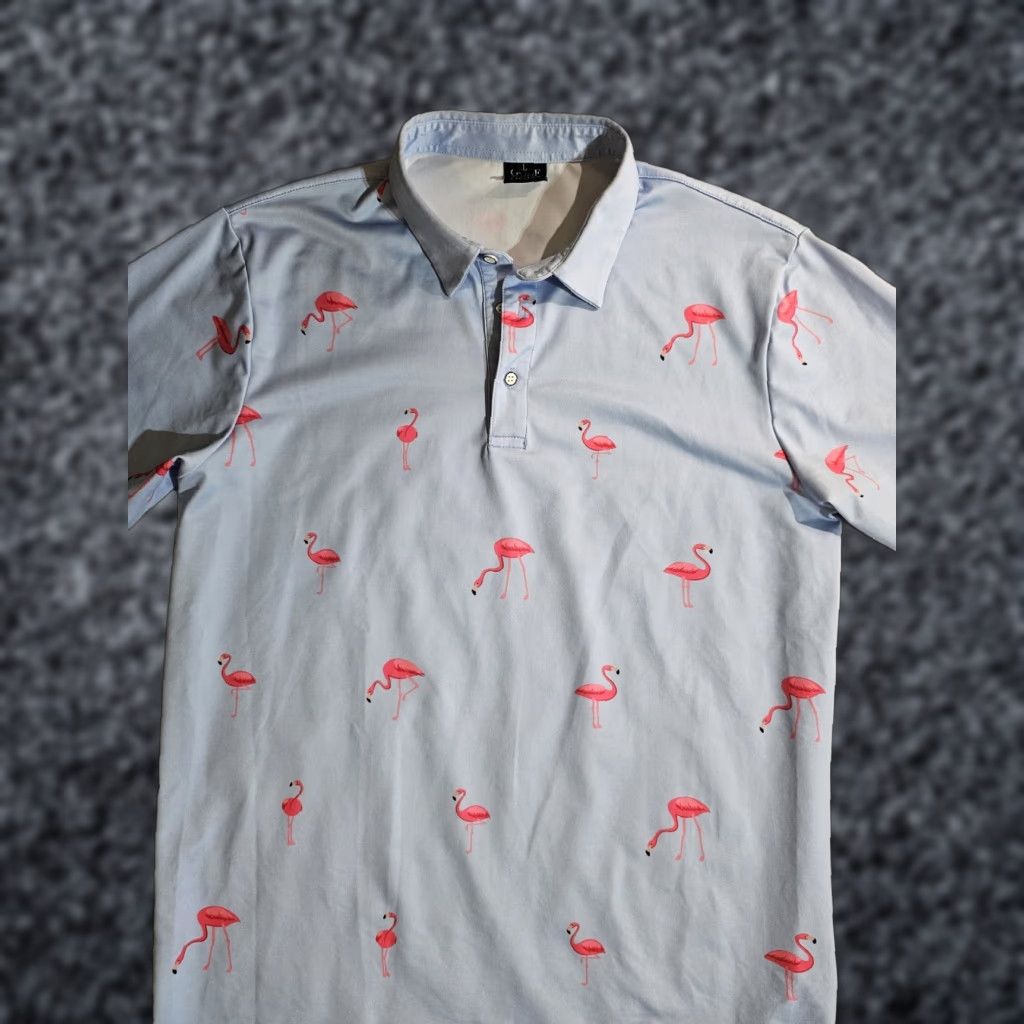 Vintage VINTAGE Golf Gods Australia Flamingo Stretch Performance Polo Shirt Short Sleeve Size Lg Size US L / EU 52-54 / 3 - 1 Thumbnail