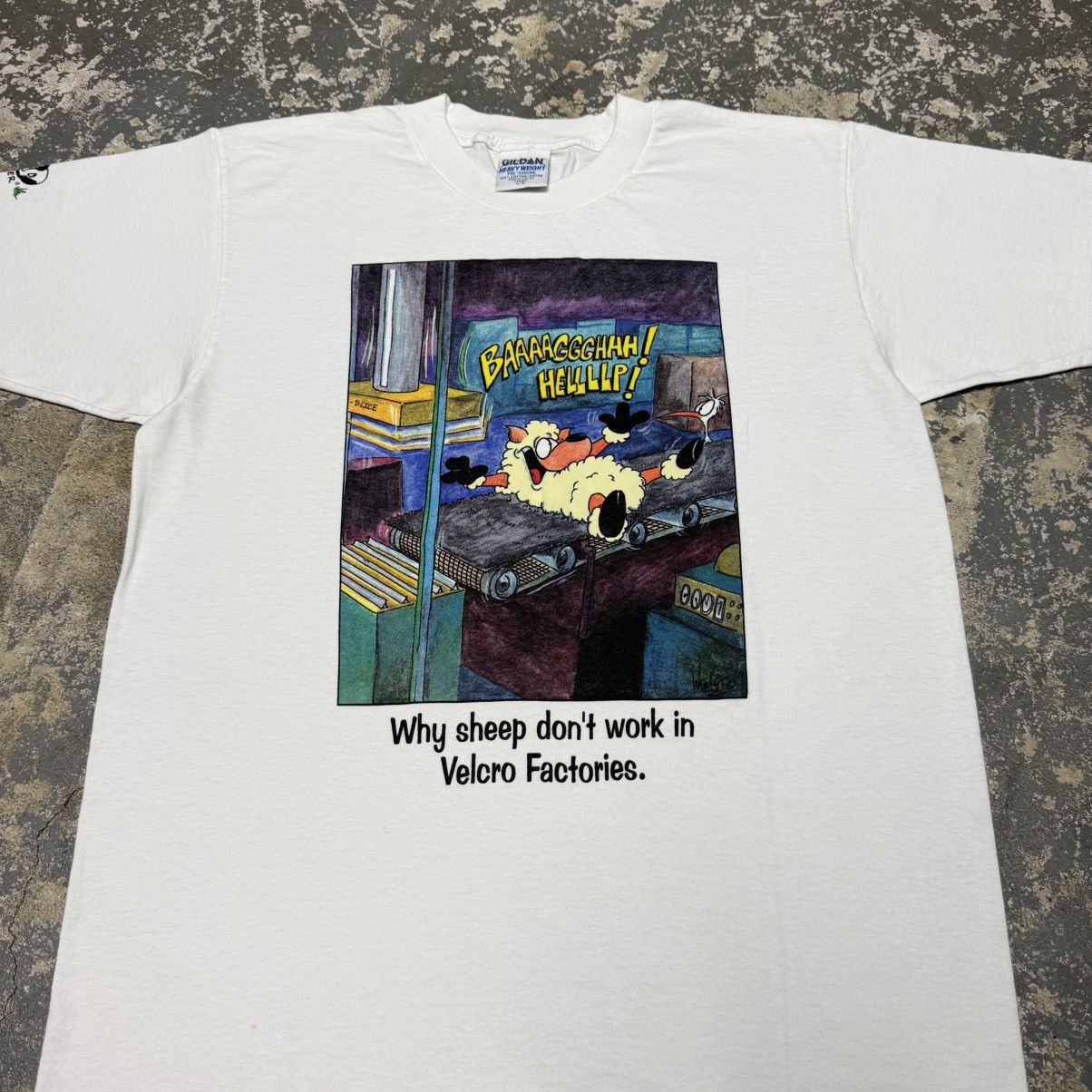 Vintage Vintage Why Sheep Don’t Work In Velcro Factory’s Funny Tshi Size US L / EU 52-54 / 3 - 3 Thumbnail
