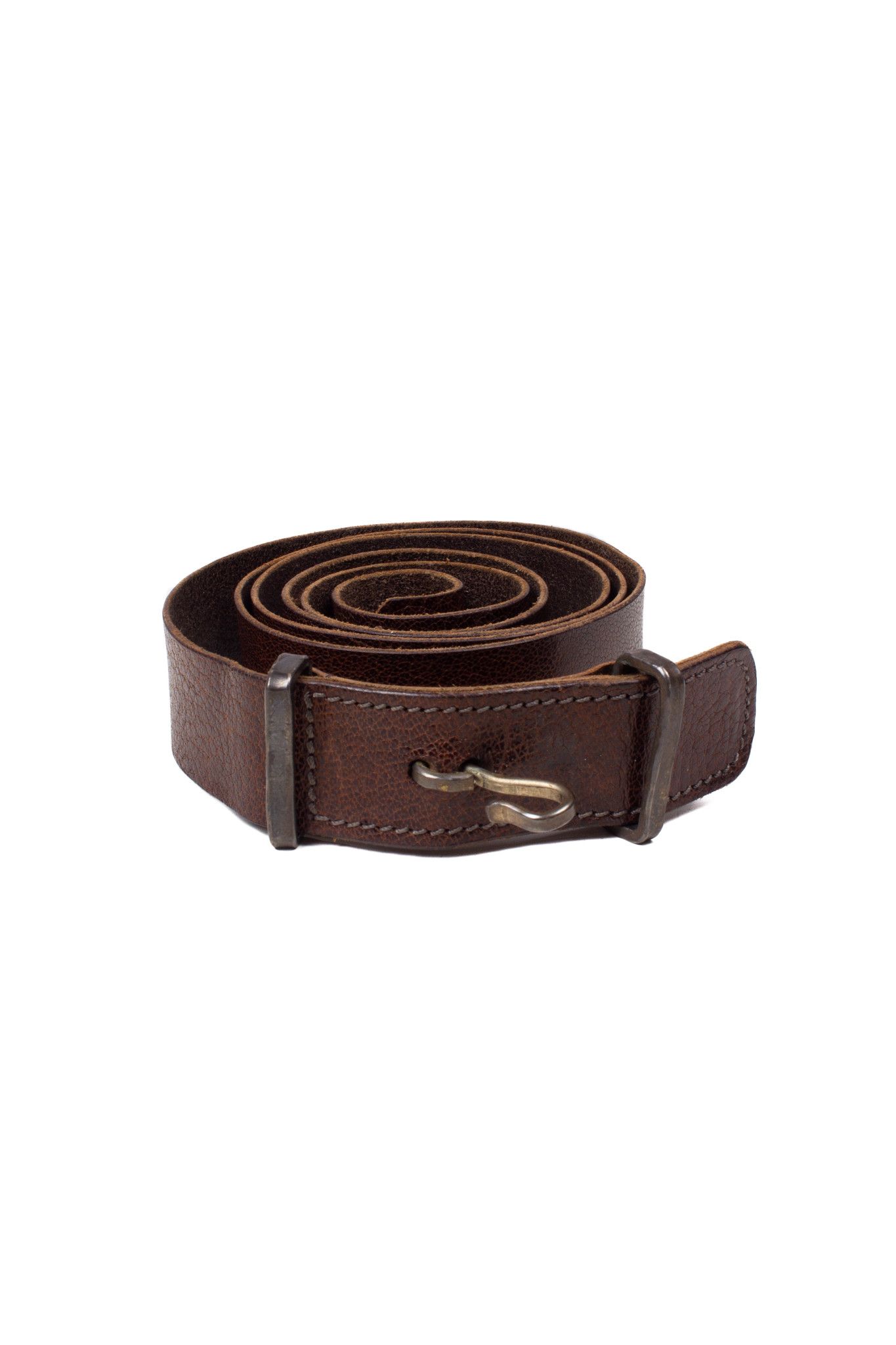 image of M.a+ Maurizio Amadei Brown Bison Leather .925 Silver Belt, Men's (Size 32)