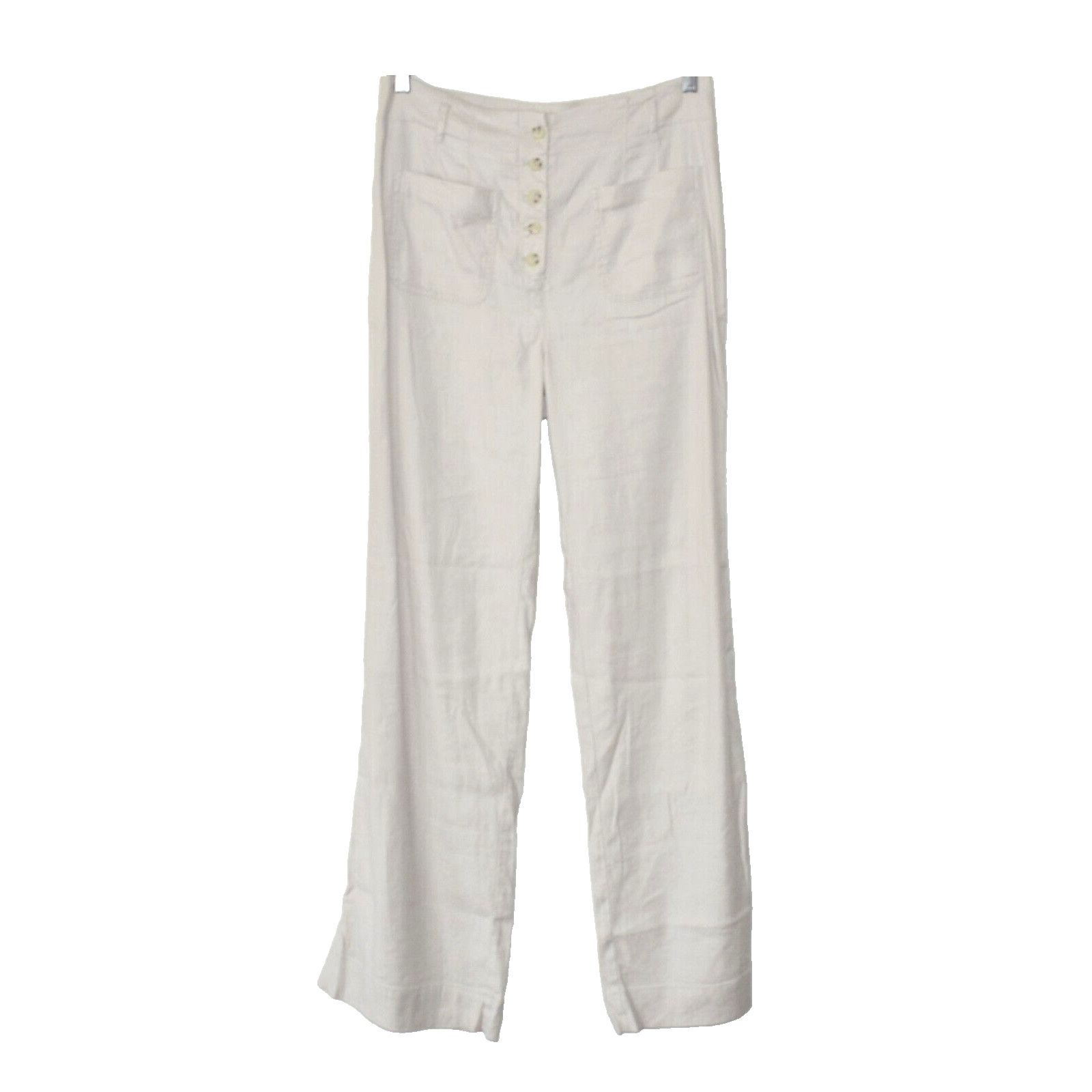 Anthropologie MAEVE ANTHROPOLOGIE Beige Linen Blend Straight Leg Pants 10 Size 32" / US 10 / IT 46 - 1 Thumbnail