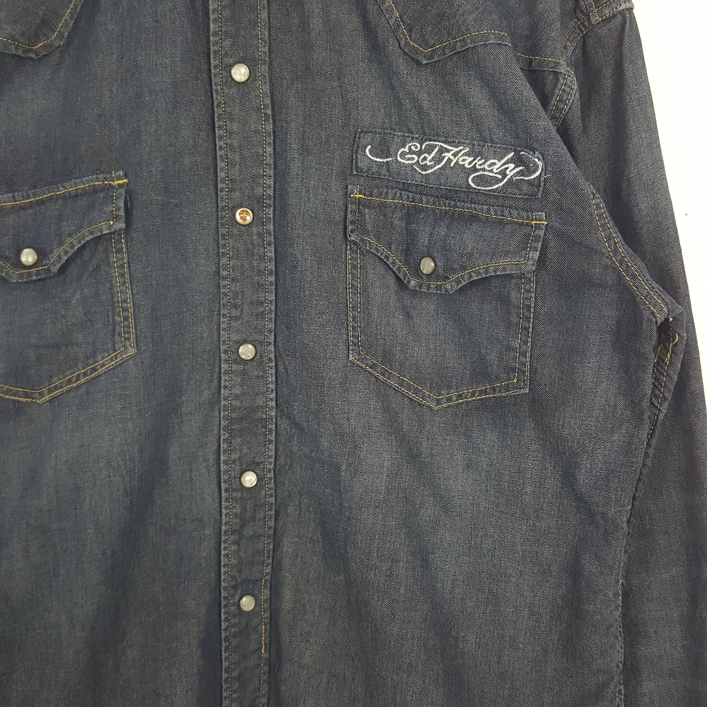 Christian Audigier × Ed Hardy × Vintage Vintage Ed Hardy by Christian Audigier Shirt Button Up Size US XL / EU 56 / 4 - 2 Thumbnail