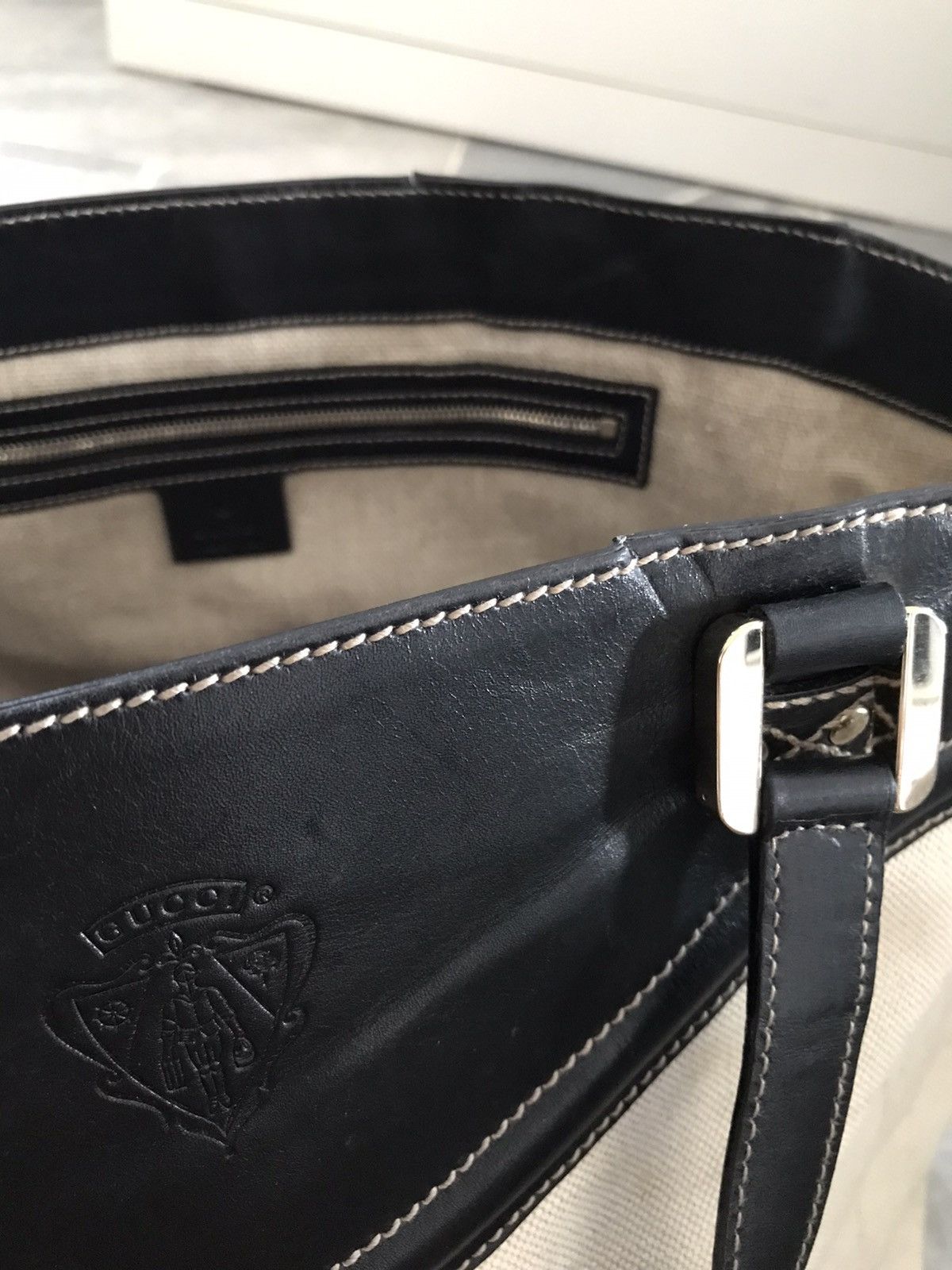 Gucci Vintage Gucci Tote Bag Canvas Black Leather Size ONE SIZE - 9 Thumbnail