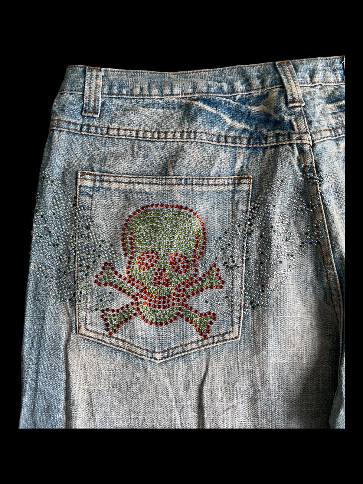 Ed Hardy Y2K Ed Hardy Style Skulls Swarovski Logo Pocket Baggy Jeans Size US 42 / EU 58 - 4 Thumbnail