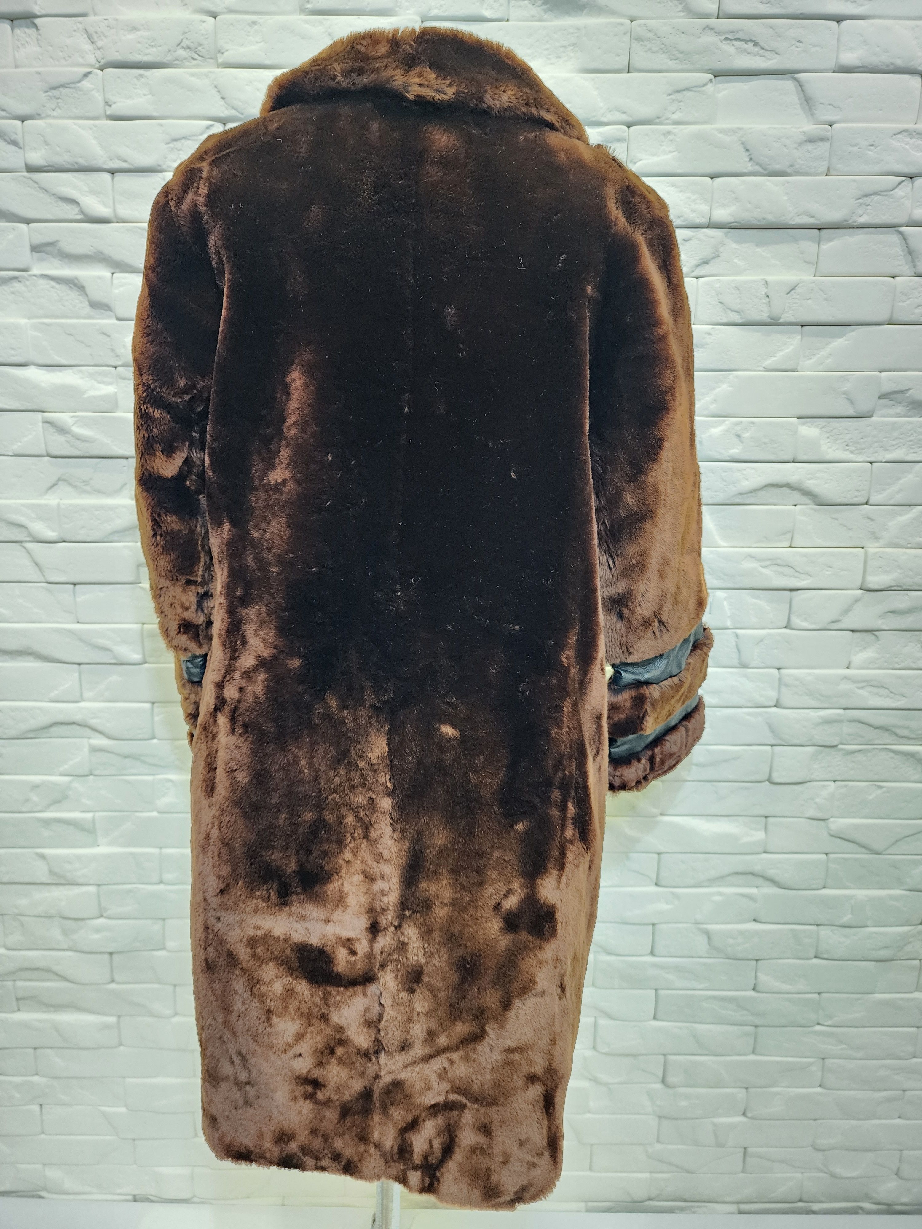 Genuine Leather Brown women's fur coat. Size L / US 10 / IT 46 - 4 Thumbnail
