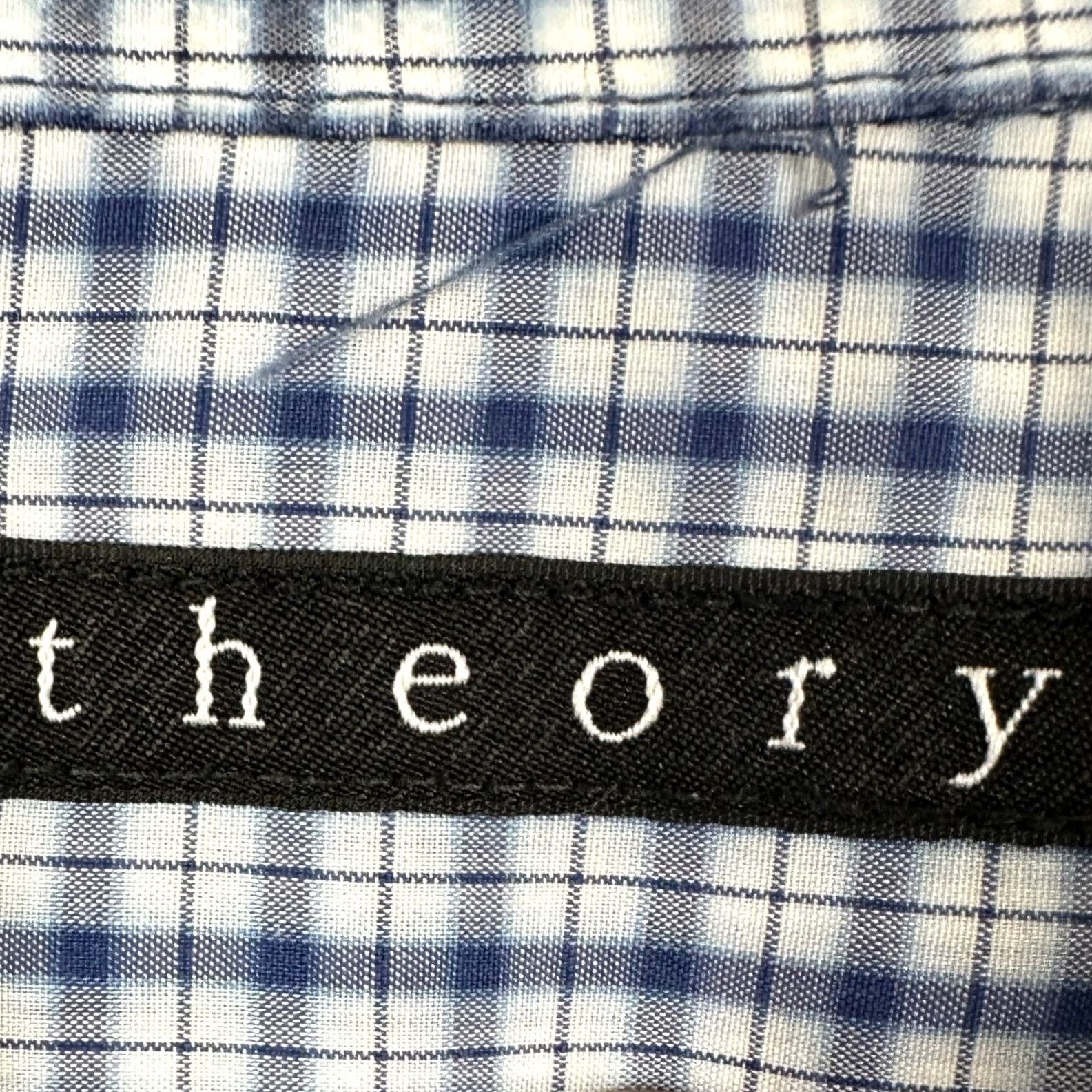 Theory The Theory Shirt Button Up Mens Large Blue Plaid Long Sleeve Casual 100% Cotton Size US L / EU 52-54 / 3 - 4 Thumbnail