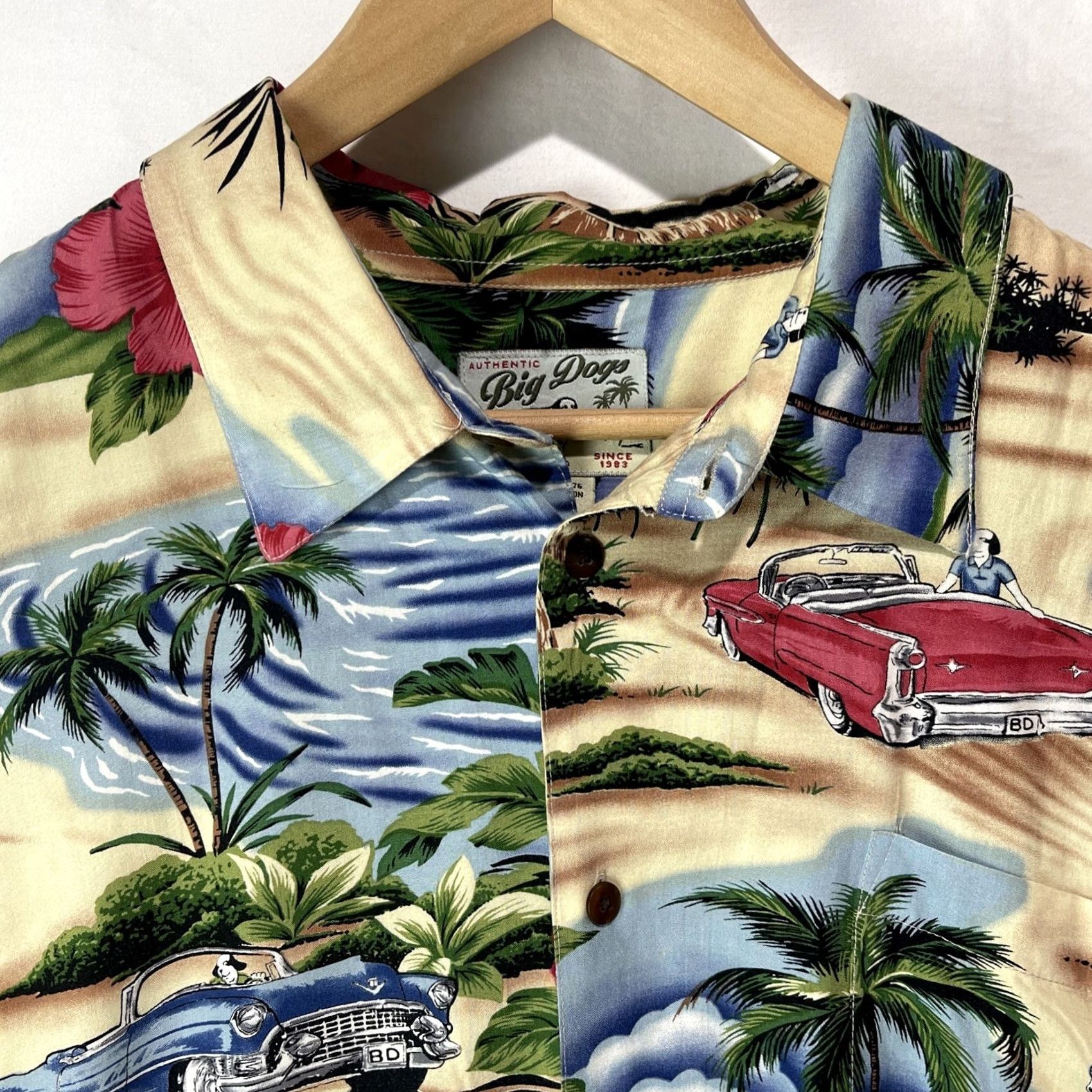 Big Dogs Big Dogs Shirt Mens XL Hawaiian Floral Tropical Cars Vintage Button Up Short Sleeve Collared Size US XL / EU 56 / 4 - 5 Thumbnail