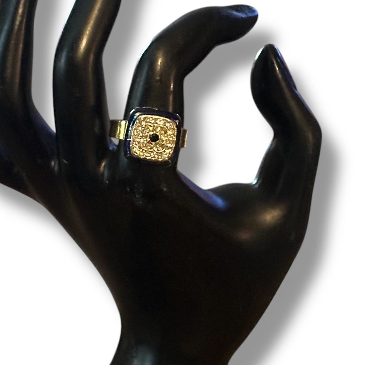 Vintage Vintage gold tone square evil eye rhinestone ring Size ONE SIZE - 2 Thumbnail