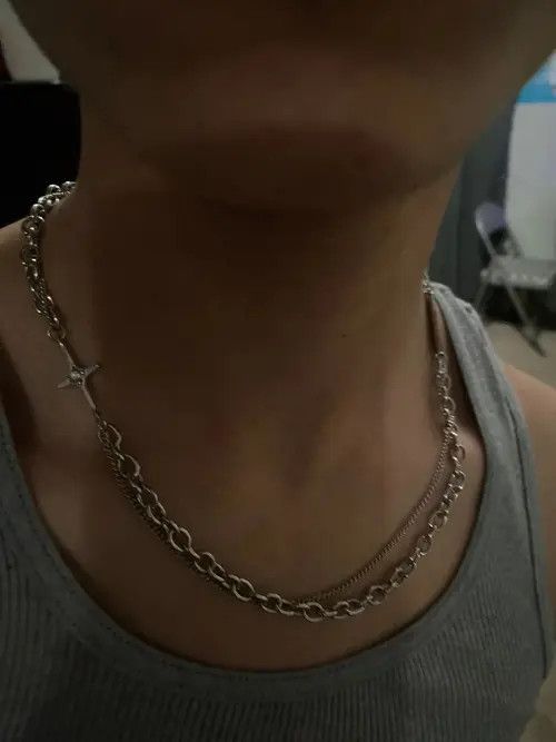 Marcos Alvarado Punk Double Layer Cross Chain Necklace Size ONE SIZE - 10 Thumbnail