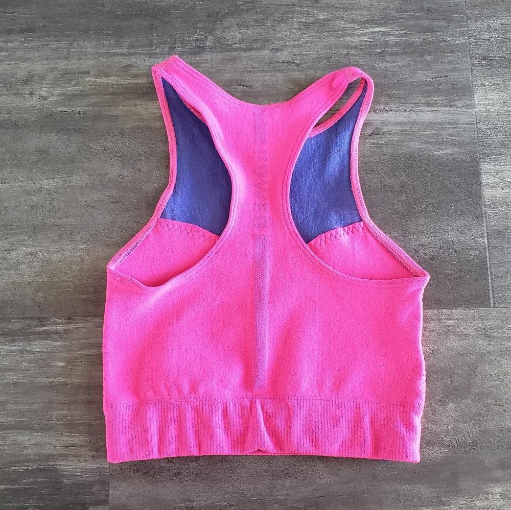Designer Pink Neon POWER Longline Sport Bra Size ONE SIZE - 2 Thumbnail