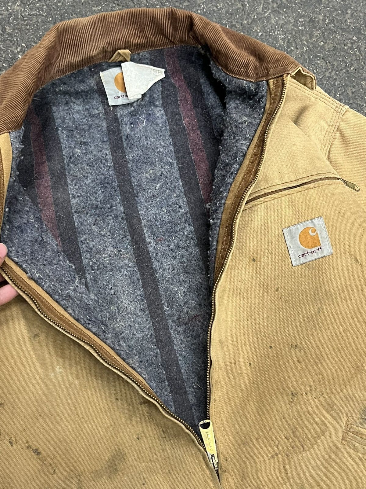 Carhartt × Vintage Carhartt Detroit jacket vintage blanket lined thrashed faded Size US XL / EU 56 / 4 - 7 Thumbnail