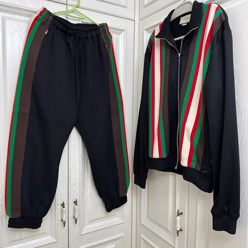 Gucci Gucci Red and green striped jacket sports pants set 2503-Ne Size US L / EU 52-54 / 3 - 1 Thumbnail