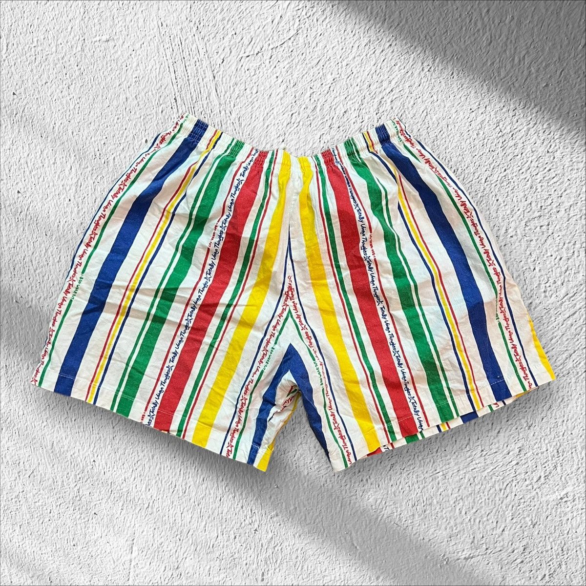 Vintage Vintage 90s Totally Unique Thoughts Striped Cotton Shorts Size US 30 / EU 46 - 2 Thumbnail