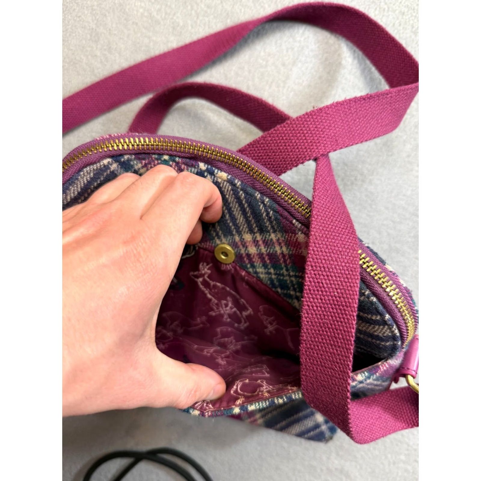 Vintage NESS Wool Blend Shoulder Bag Purple Women Size ONE SIZE - 6 Thumbnail