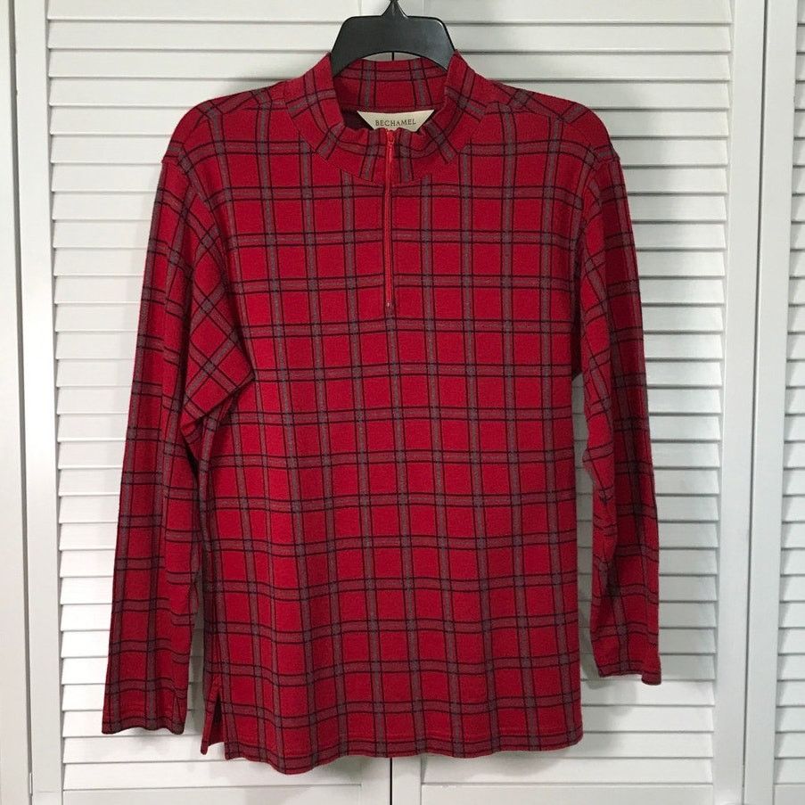 Other Bechamel Red Plaid High Neck Long Sleeve Mens Shirt S Size US S / EU 44-46 / 1 - 1 Thumbnail