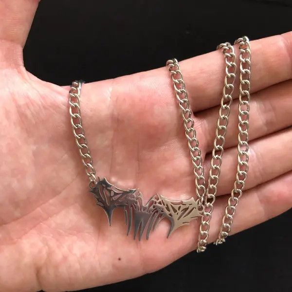 VIBE Spike Graffiti Chain Necklace Punk Gothic Chrome Rock Venom Size ONE SIZE - 5 Thumbnail