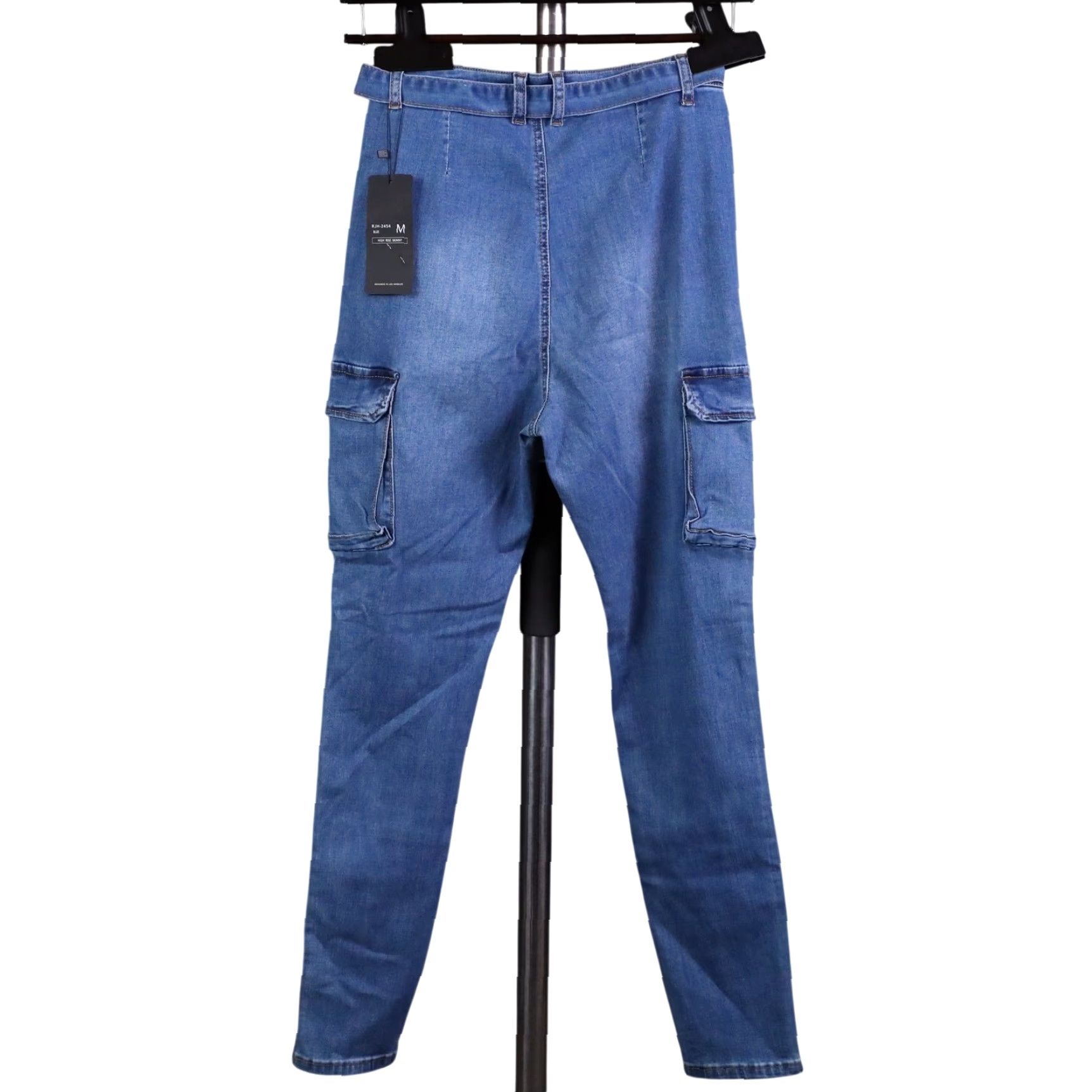 Vintage Twiin Sisters Jeans Cargo Skinny High Rise Belted 26in Waist Womens Medium Blue NWT Size 32" / US 10 / IT 46 - 2 Thumbnail