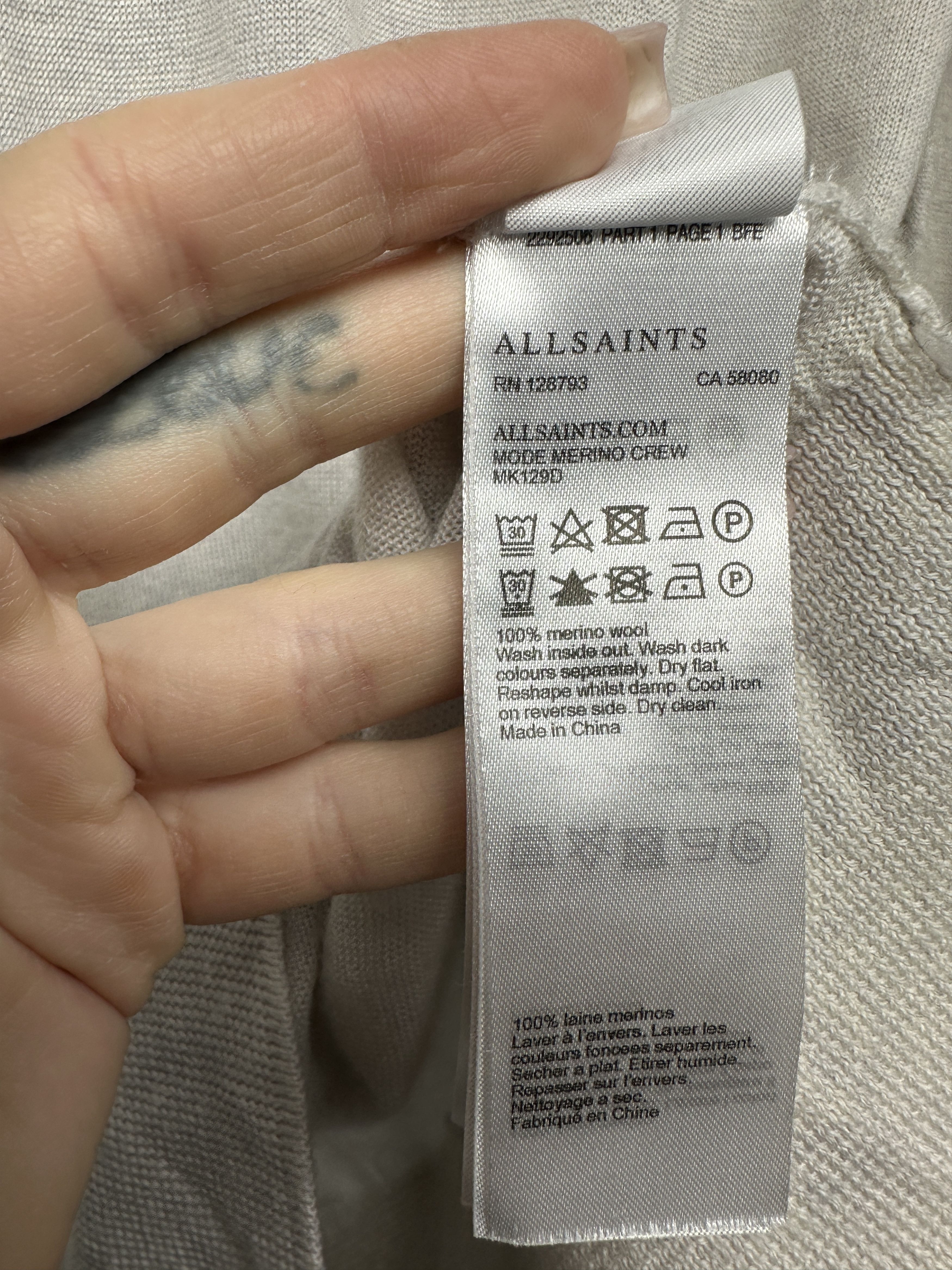Allsaints AllSaints Mens Mode Merino Crew Neck Wool Knit Sweater Size US M / EU 48-50 / 2 - 5 Thumbnail