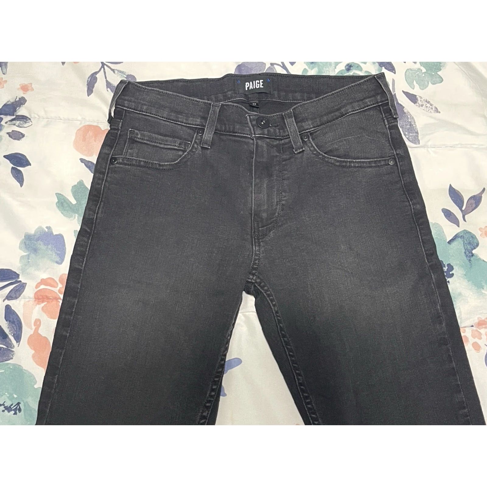 Paige Paige Lennox Jeans Slim 29x31.5 Black Fade Denim Mens Straight Stretch 5-Pocket Zip Button Logo USA Belt Not Included Size US 29 - 2 Thumbnail