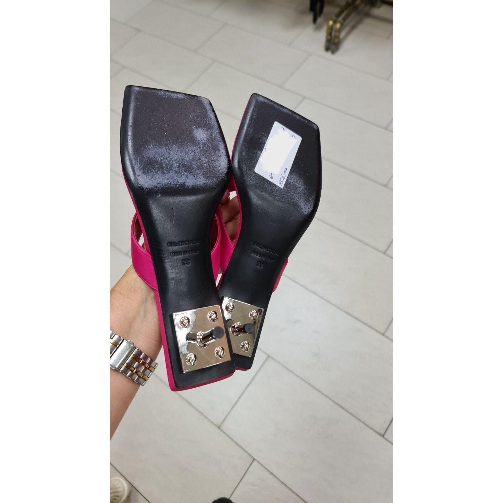 Balenciaga Balenciaga Pink Leather Mules Sz.38 Size US 8 / IT 38 - 10 Thumbnail
