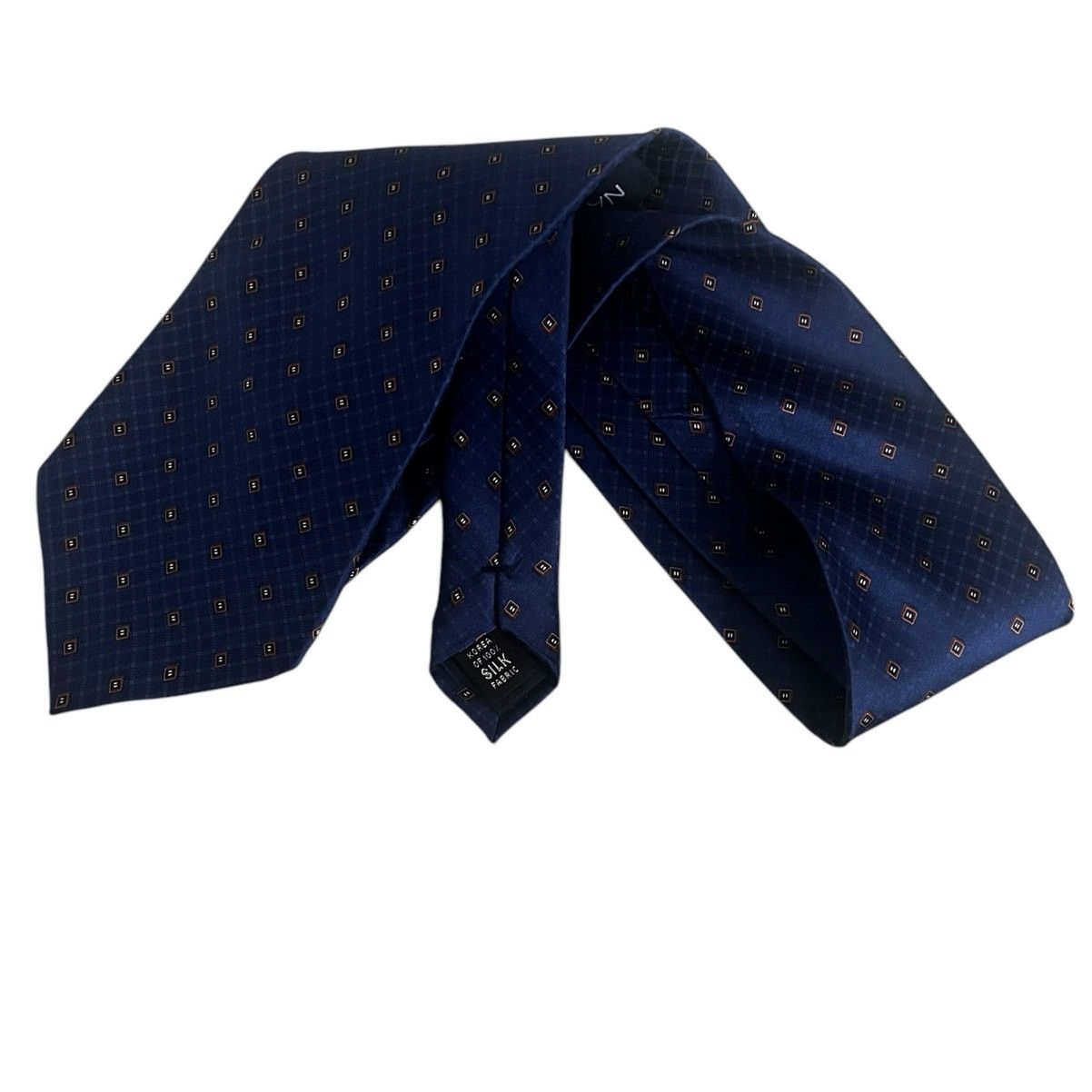 Nautica Nautica 100% silk Tie Navy Brown geometric design. Size ONE SIZE - 2 Thumbnail