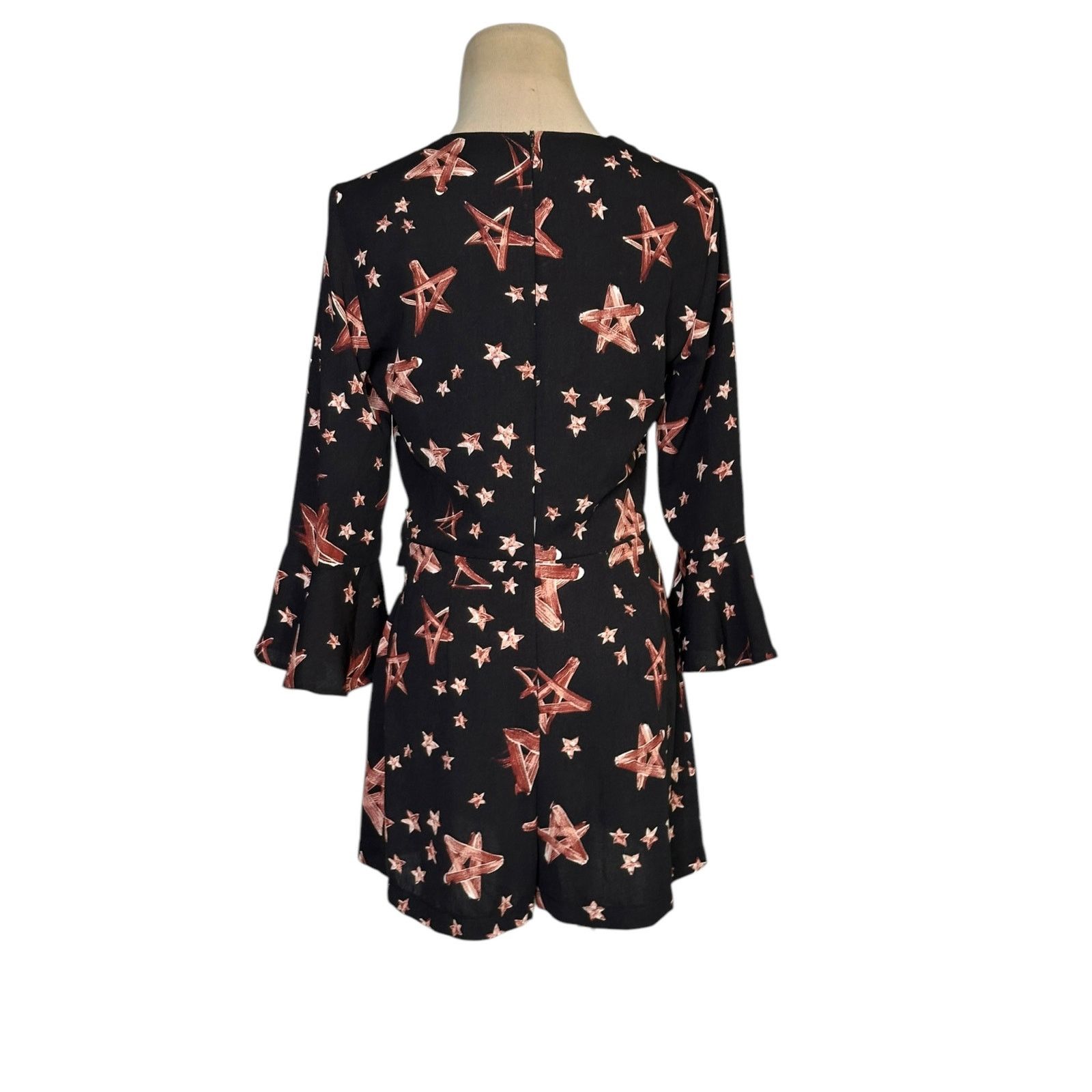 Topshop Topshop black brown stars print 3/4 sleeves romper size 4 Size 27" / US 4 / IT 40 - 9 Thumbnail