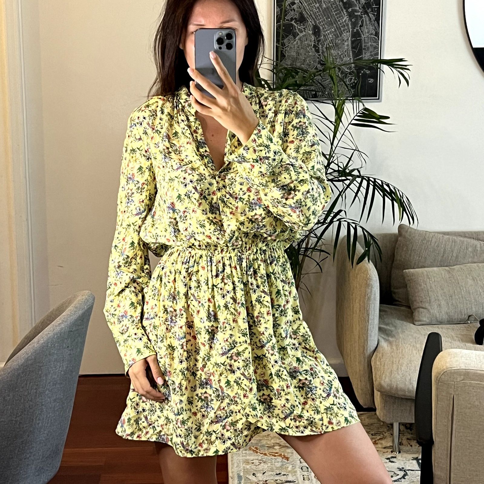 Zadig & Voltaire Zadig & Voltaire Rinka bloemen jurk viscose mini yelllow Size XS / US 0-2 / IT 36-38 - 1 Thumbnail