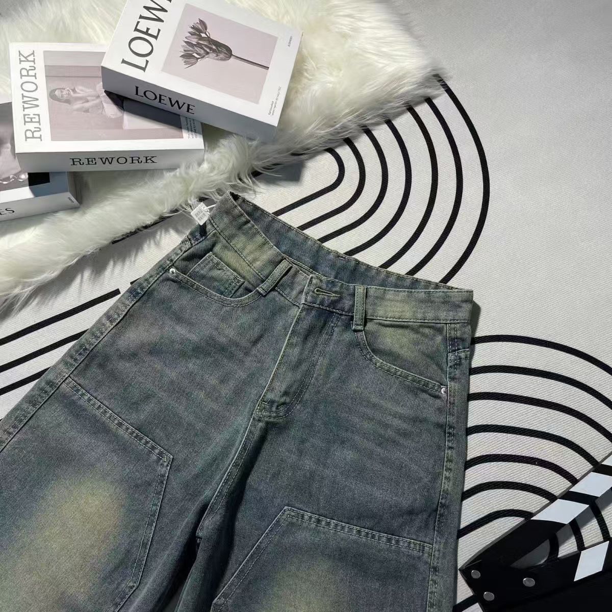 Japanese Brand × Jean Washed distressed retro straight-leg cargo denim shorts Size US 32 / EU 48 - 4 Thumbnail
