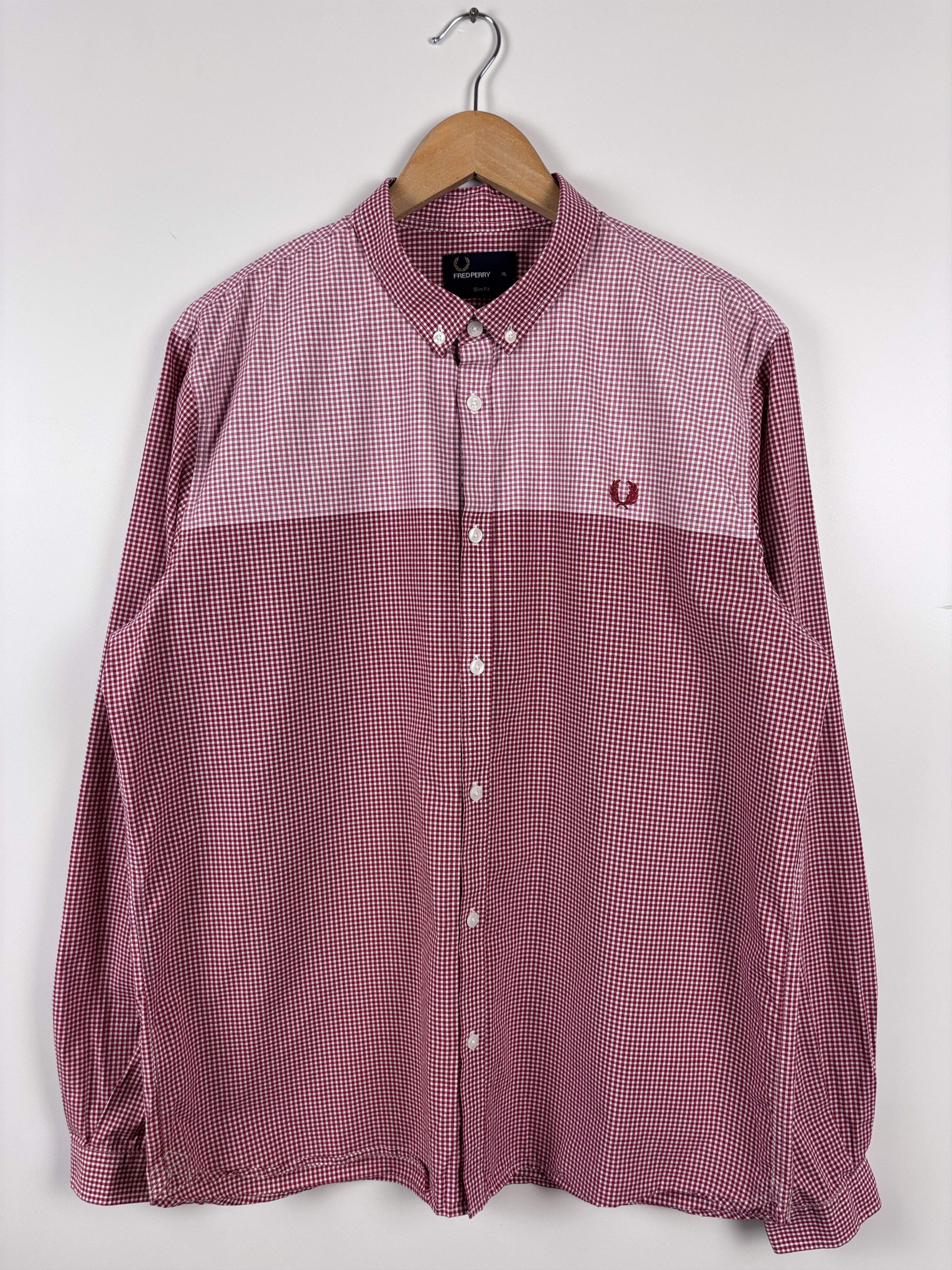 Fred Perry Fred Perry Button Down Longsleeve Slim Check Shirt Red XL Size US XL / EU 56 / 4 - 1 Thumbnail