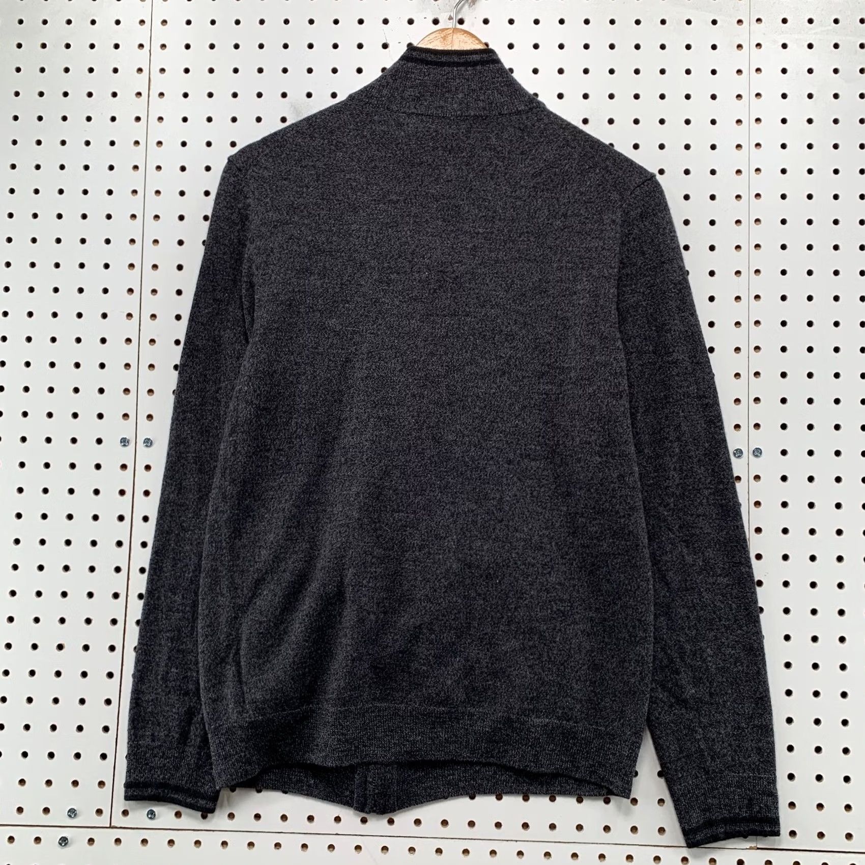 Calvin Klein Calvin Klein Merino Wool Sweater Jacket Mens M Gray Mock Neck Cardigan Size US M / EU 48-50 / 2 - 2 Thumbnail