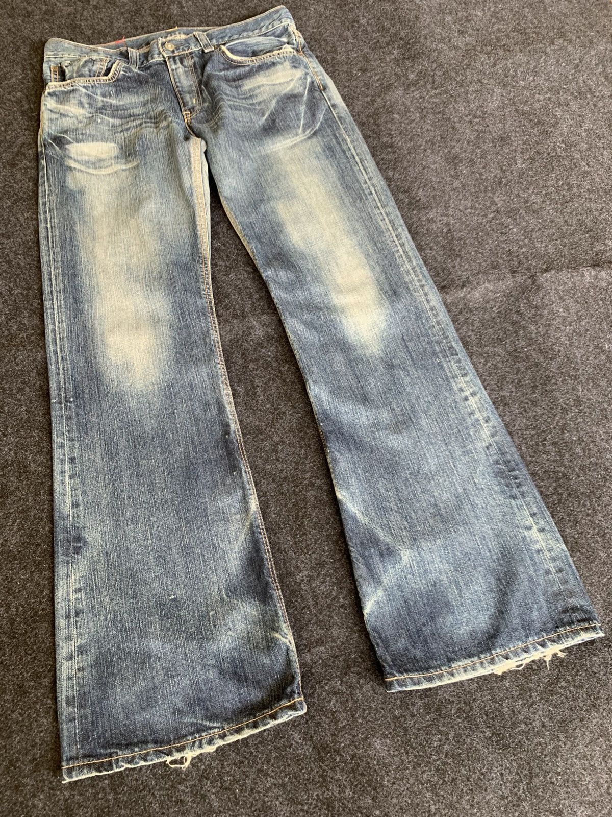 Pre-owned Distressed Denim X Edwin Flare Edwin 511rv In Check