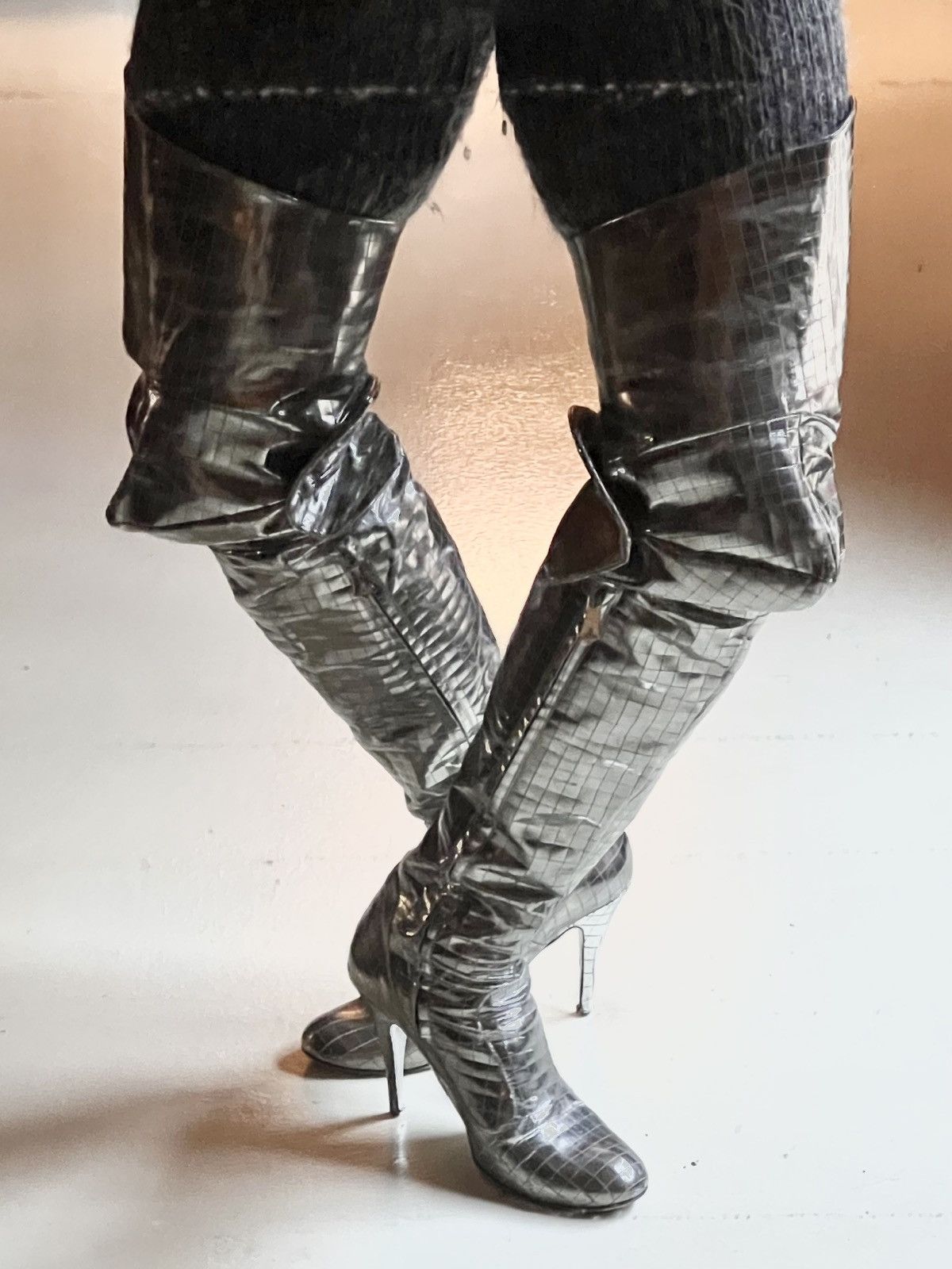 Vivienne Westwood A/W 2010 ARTICULATED LEATHER OTK “ARMOR” BOOTS Size US 9 / IT 39 - 9 Thumbnail