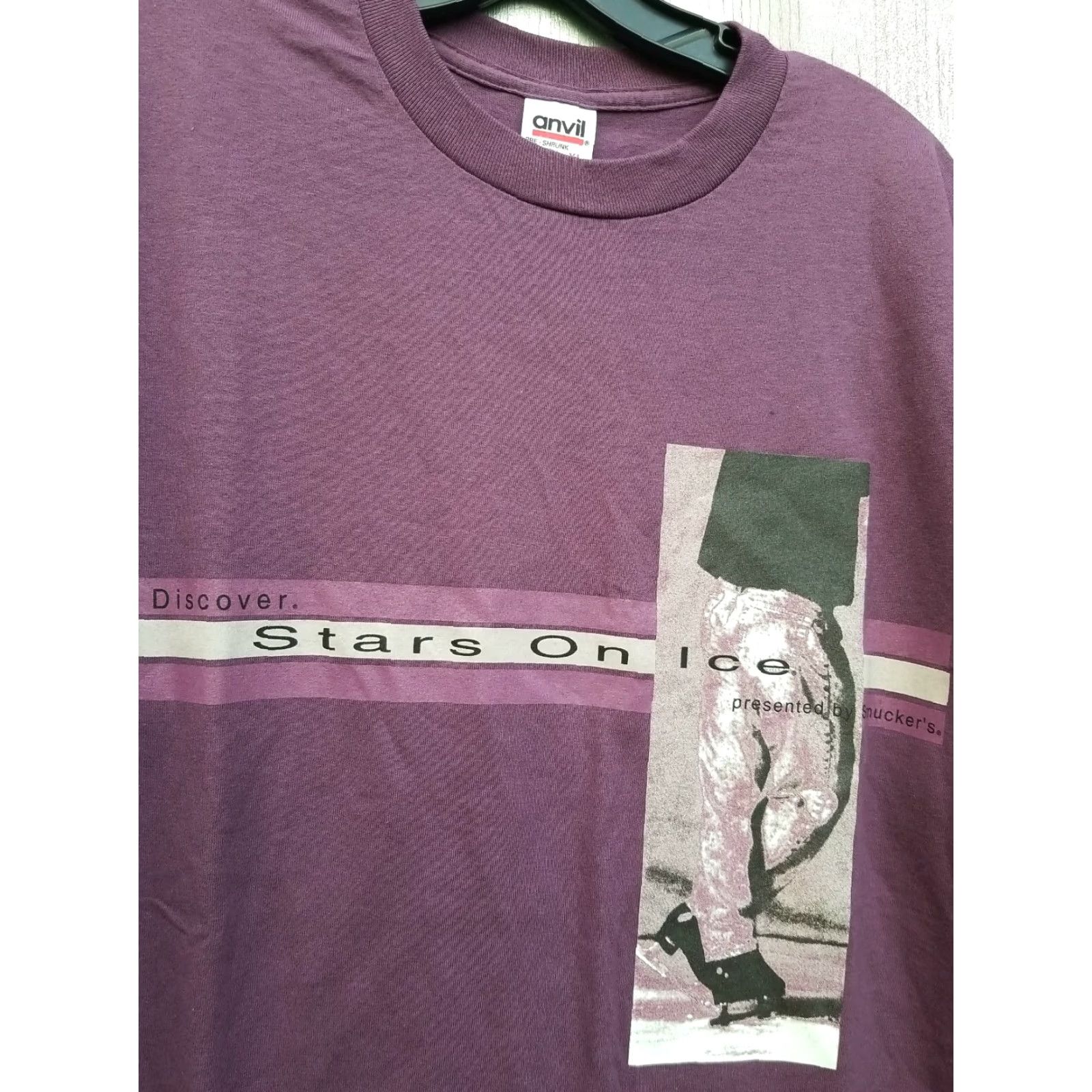 Anvil VINTAGE 90s Stars On Ice short Sleeve T Shirt XL Men Purple Stars T-Shirt Cotton Crew Neck Deadstock Size US XL / EU 56 / 4 - 2 Thumbnail