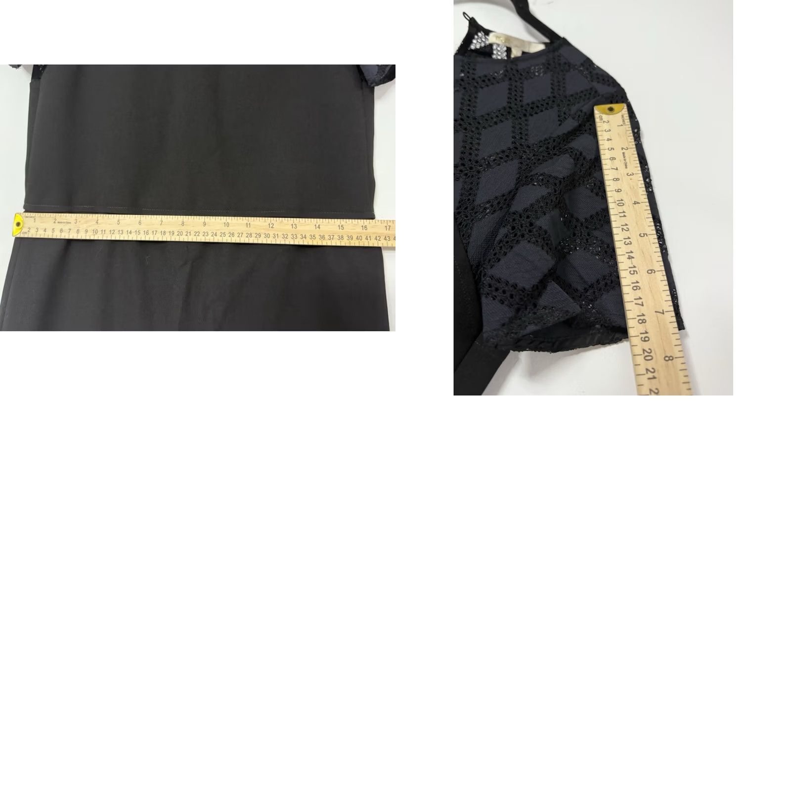Maje Maje Black Lace Panel Dress Solid Short Sleeve Midi Women Size 3 Size 26" / US 2 / IT 38 - 8 Thumbnail