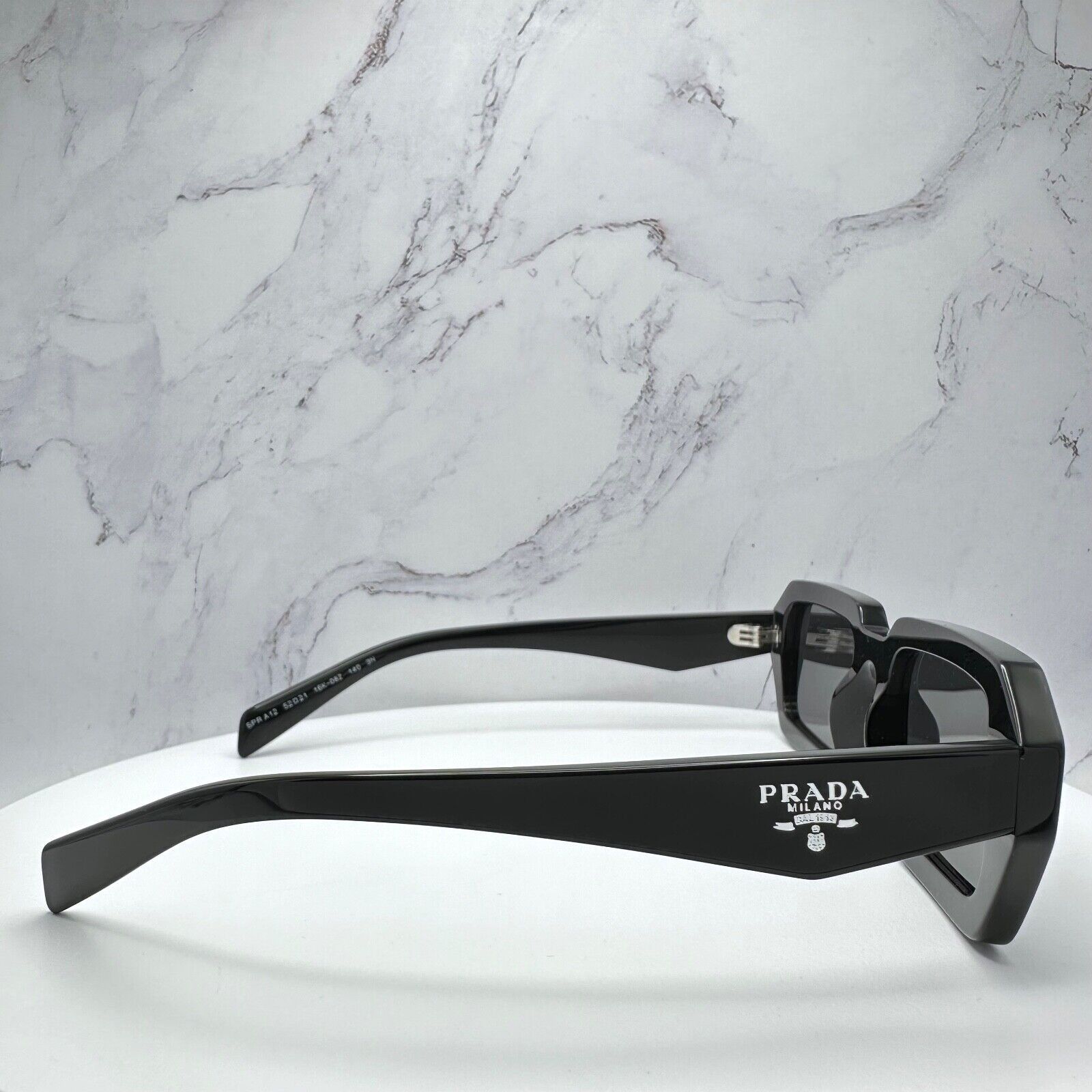 New PRADA Sunglasses Black Symbole PRADA MILANO Logo Square