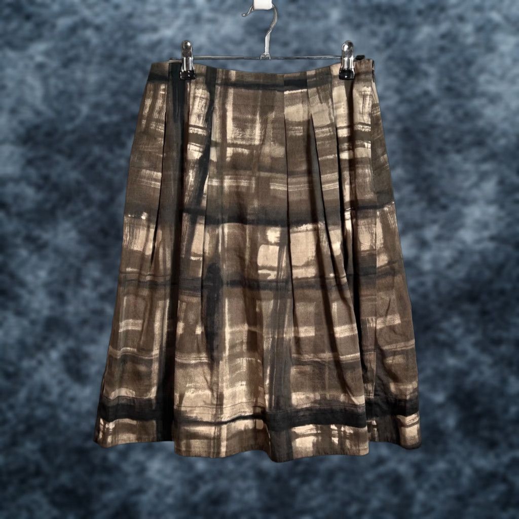 Max Mara Max Mara Weekend Womens Skirt A-Line Beige/Brown Abstract Plaid Print Size 26" / US 2 / IT 38 - 1 Thumbnail