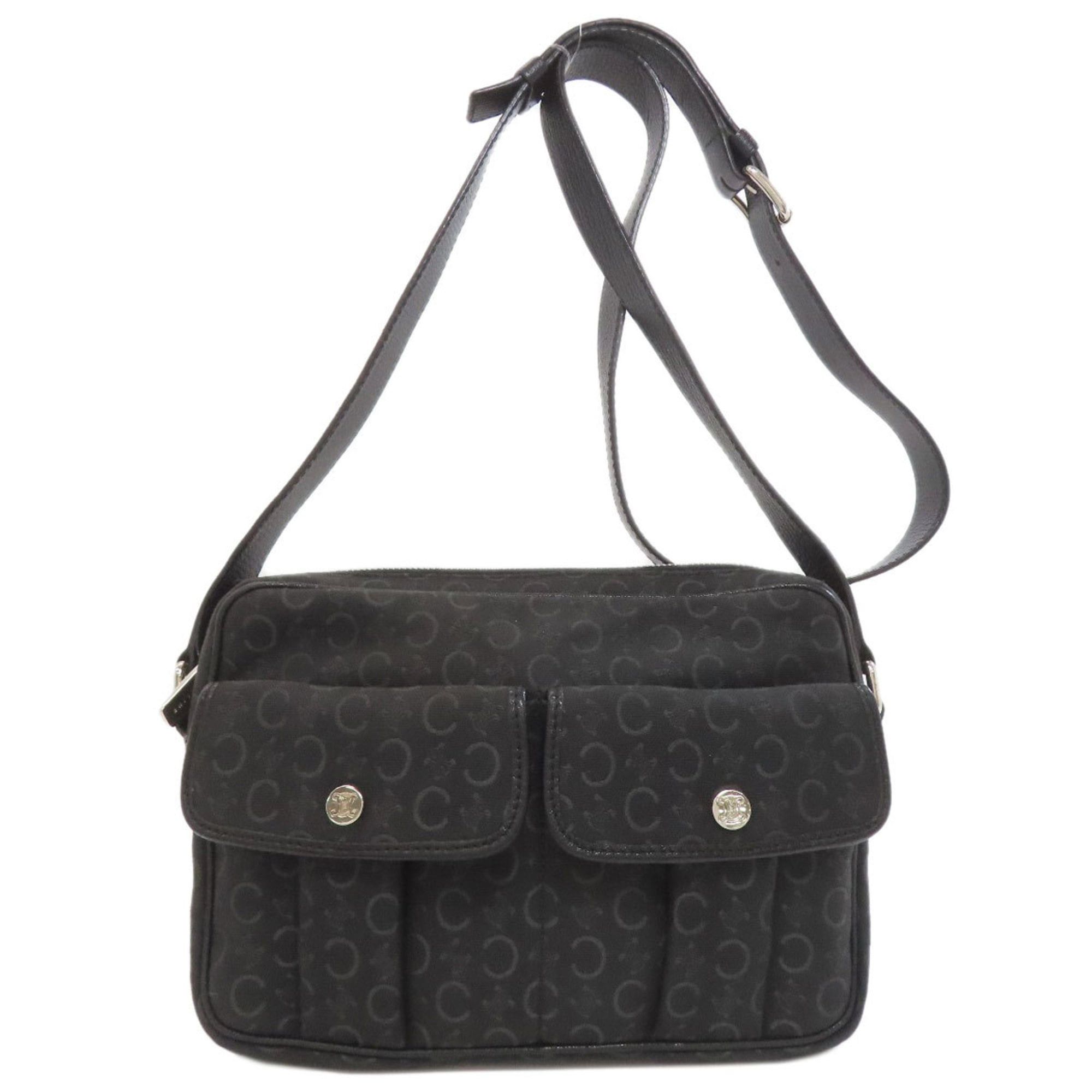 Celine C Macadam Shoulder Bag Canvas Women's Celine in Black