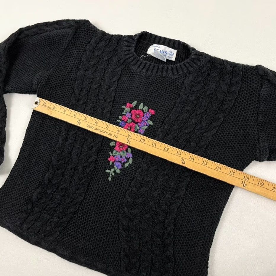 Vintage VINTAGE Deans of Scotland Sweater Women S / Medium Crop Floral Embroidered Knit Boho 90s Size M / US 6-8 / IT 42-44 - 5 Thumbnail