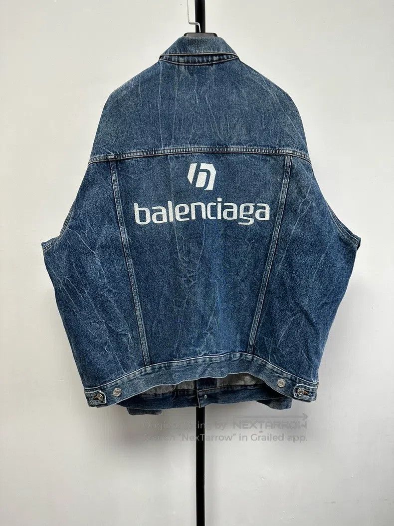 Balenciaga Balenciaga Logo Embroidered Denim Jacket Size XS / US 0-2 / IT 36-38 - 2 Thumbnail