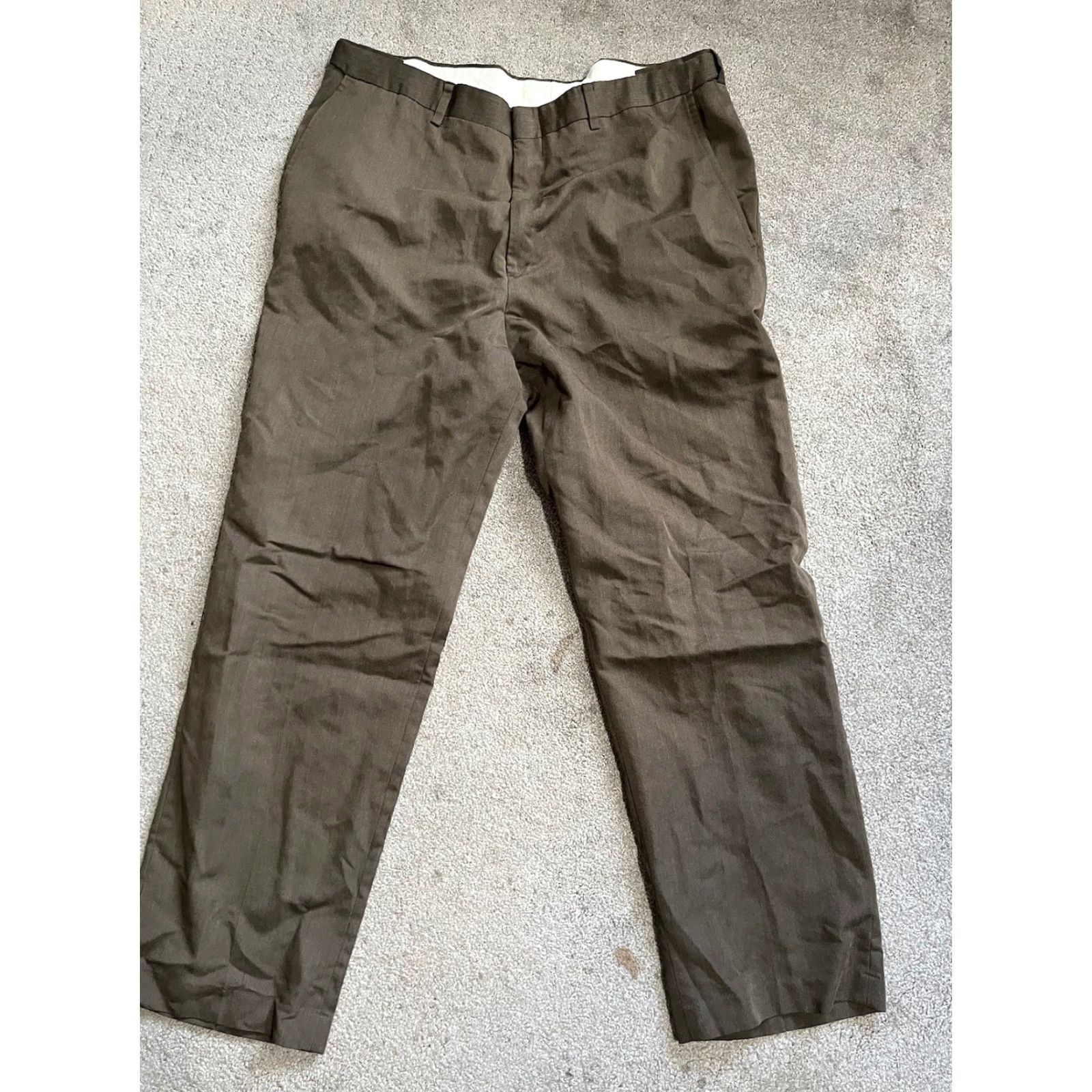 Haggar Haggar Brown Flat Front Mens Dress Pants 36x30 Classic Fit Polyester Cotton Belt Loops Zip Size US 36 / EU 52 - 2 Thumbnail