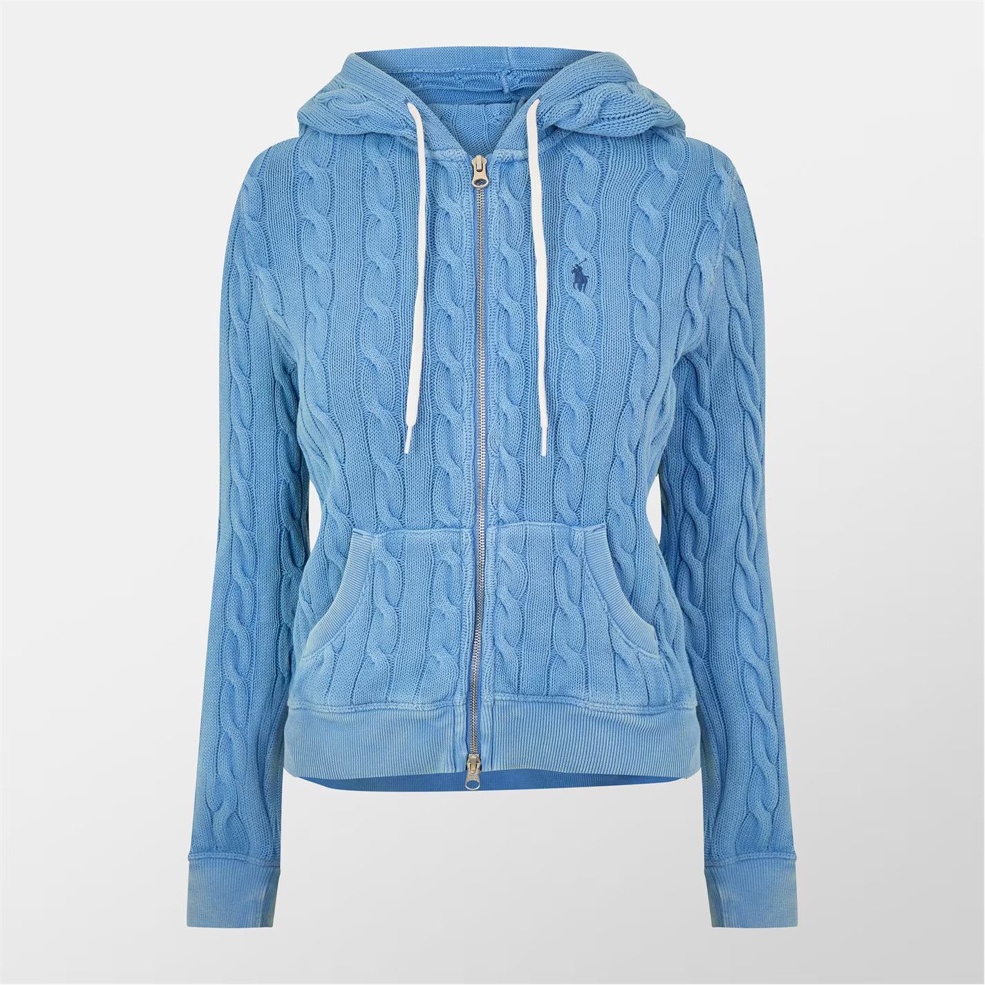 Polo Ralph Lauren o1g2r1mq0825 Cable Hooded Sweater in Blue Size M / US 6-8 / IT 42-44 - 1 Thumbnail