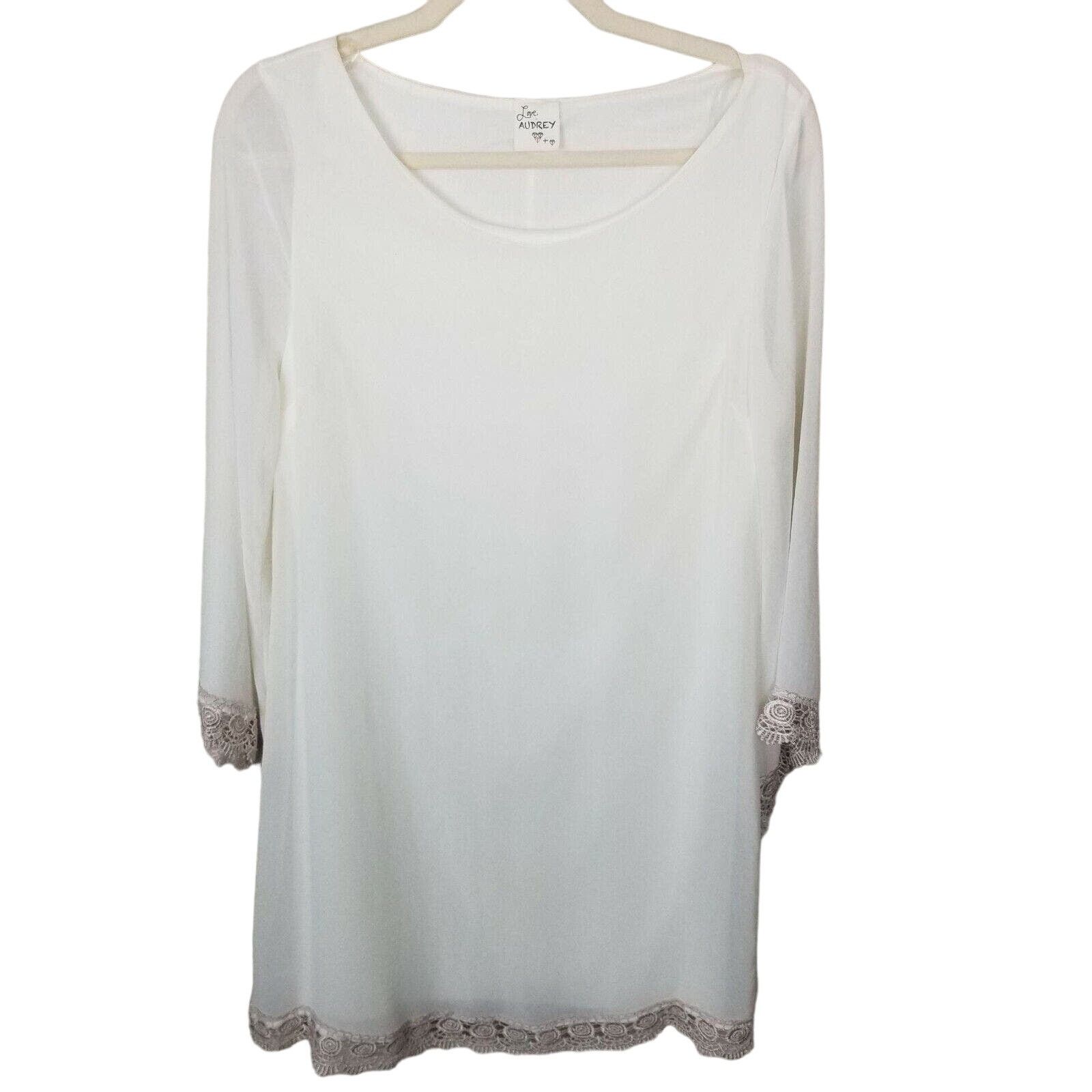 Aubercy Love Audrey 3+1 Tunic Blouse Sz L Lace Trim Classic Romantic Size L / US 10 / IT 46 - 1 Thumbnail