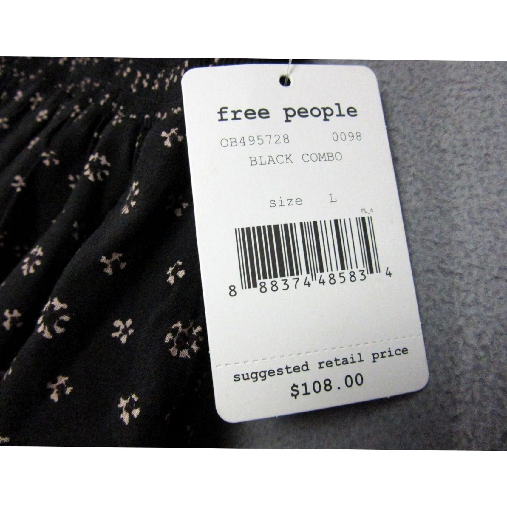 Free People Free People Mini Dress Womens L Black Rayon Mixed Print Smocked Waist Size L / US 10 / IT 46 - 7 Thumbnail