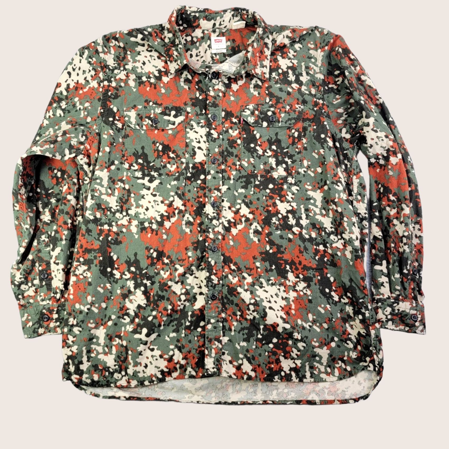 Levi's Levis Shirt Mens Large Multicolor Camouflage Corduroy Long Sleeve Button-Up Relaxed Size US L / EU 52-54 / 3 - 1 Thumbnail