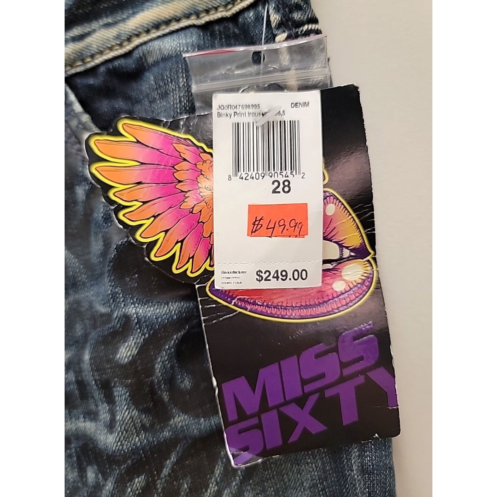 Miss Sixty VINTAGE Miss Sixty Jeans Women 28 Blue 31x34 NWT Y2K Graphics Straight/Skinnny Leg Size 28" / US 6 / IT 42 - 4 Thumbnail
