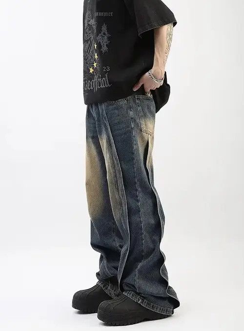 Jean × Vintage Striped Baggy Denim Jeans / Grunge y2k Size US 32 / EU 48 - 4 Thumbnail