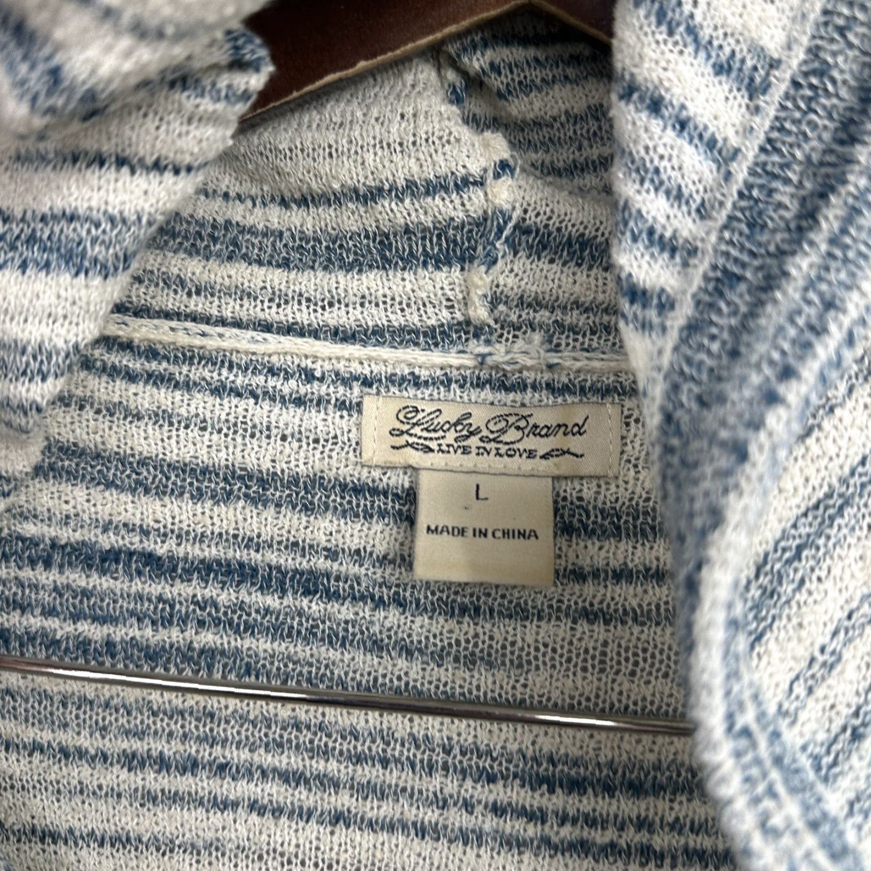 Lucky Brand Lucky Brand Sweater Womens L Hooded Striped Knit Casual Boho Modern Classic 90s Read Women, Blue Sm Home Fashion Size L / US 10 / IT 46 - 7 Thumbnail